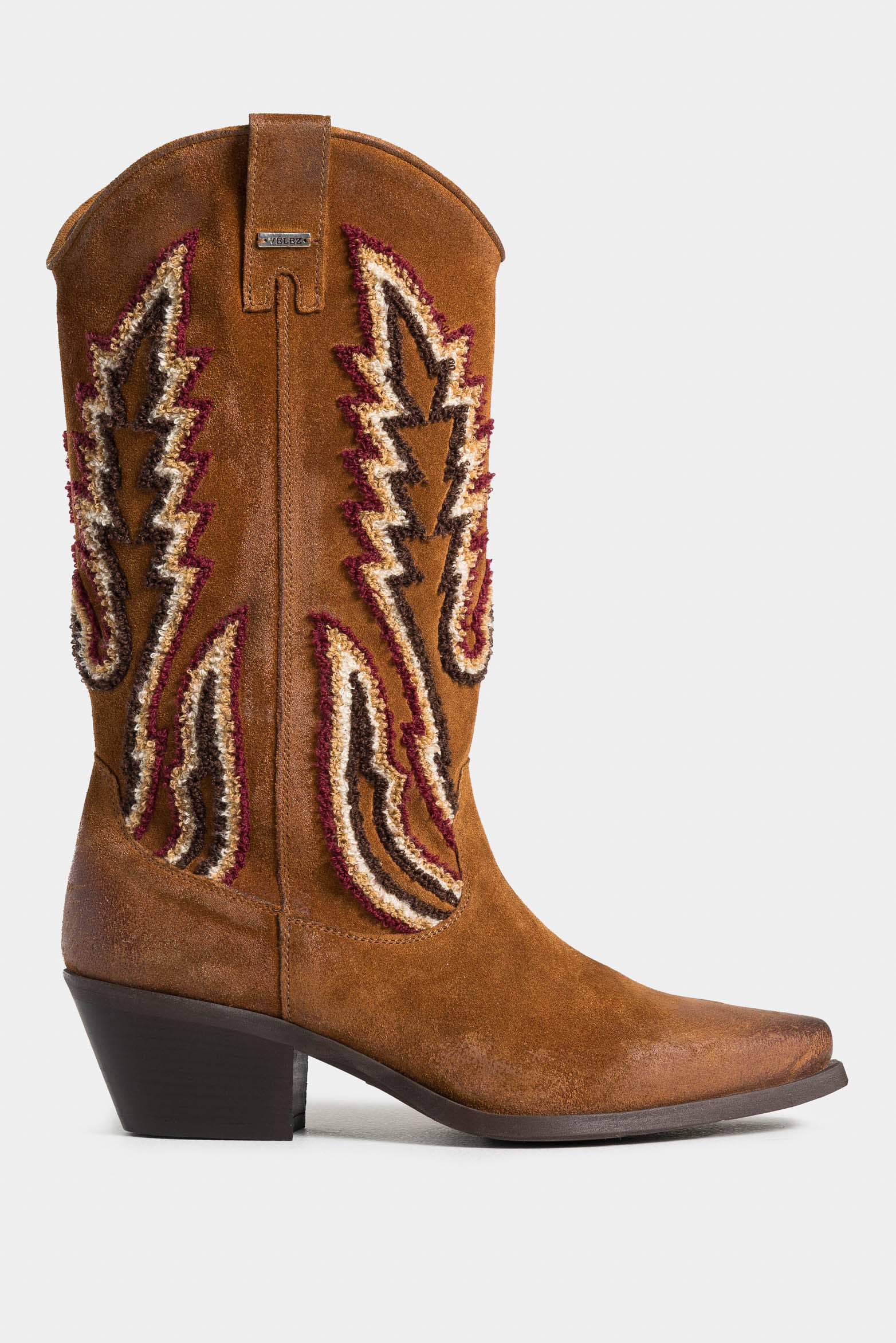 Acuática Embroidered Shaft Leather Boots for Women