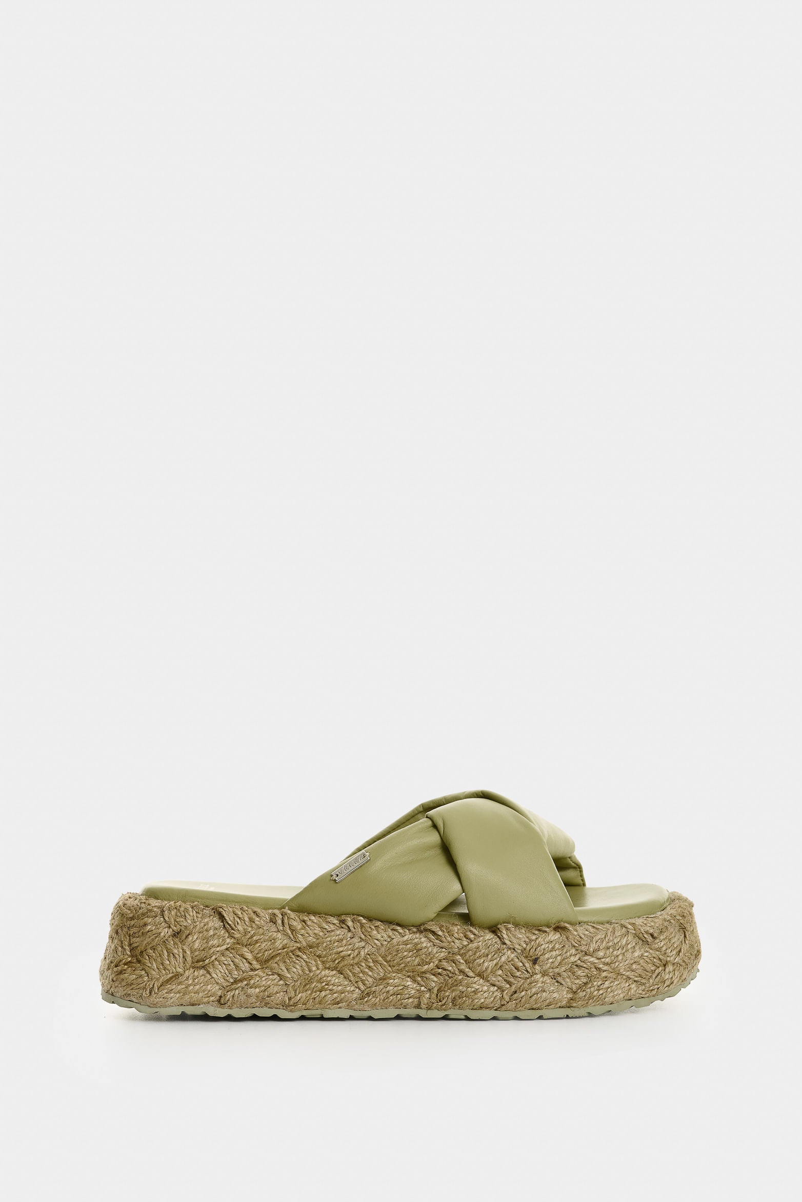 Ivory leather and jute platform sandals for women