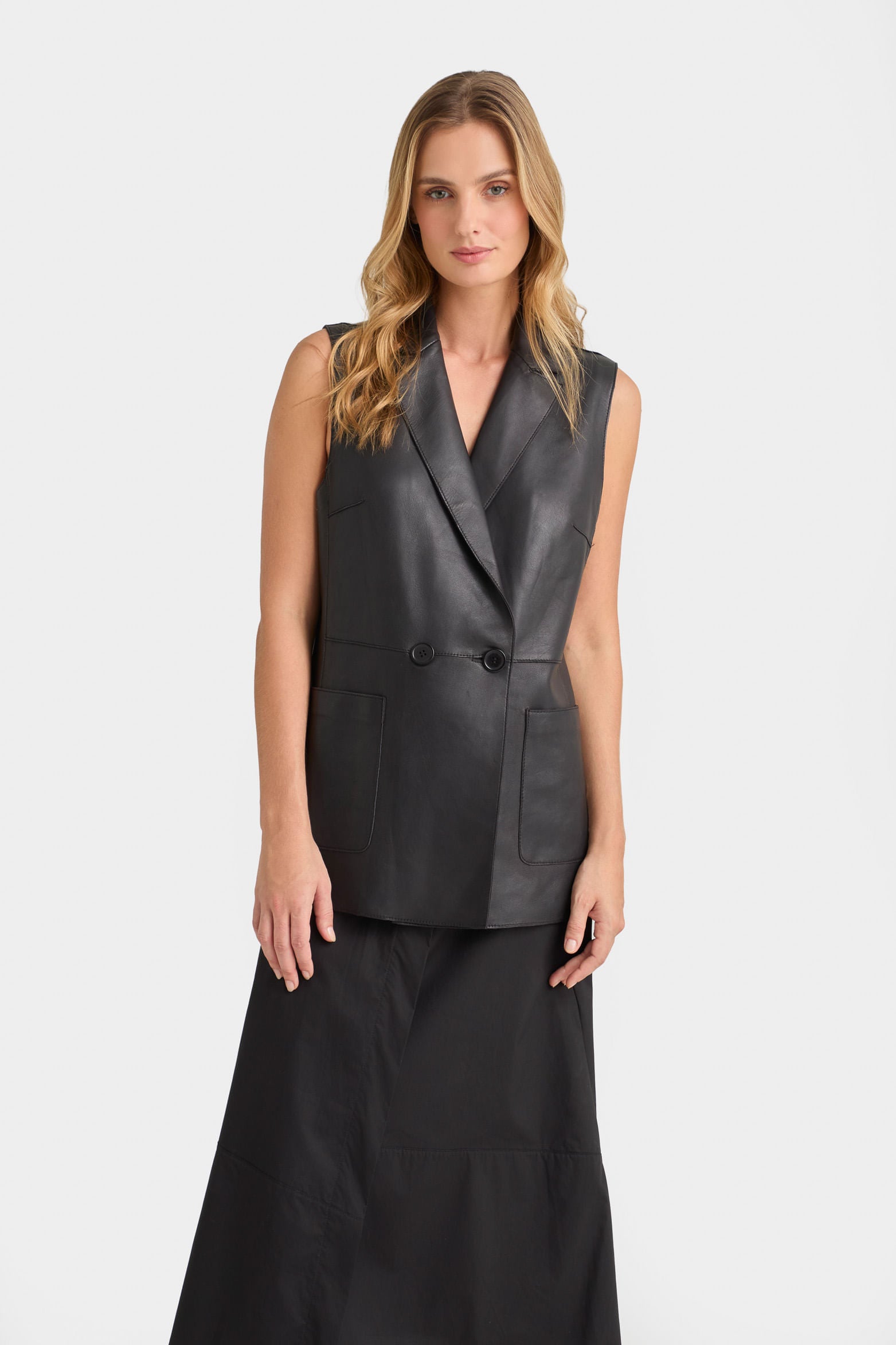 Sol Lamb Leather Vest Straight Fit