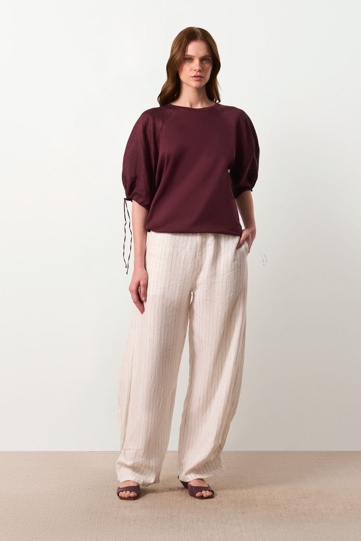 Linen and knit T-shirt for women Gael