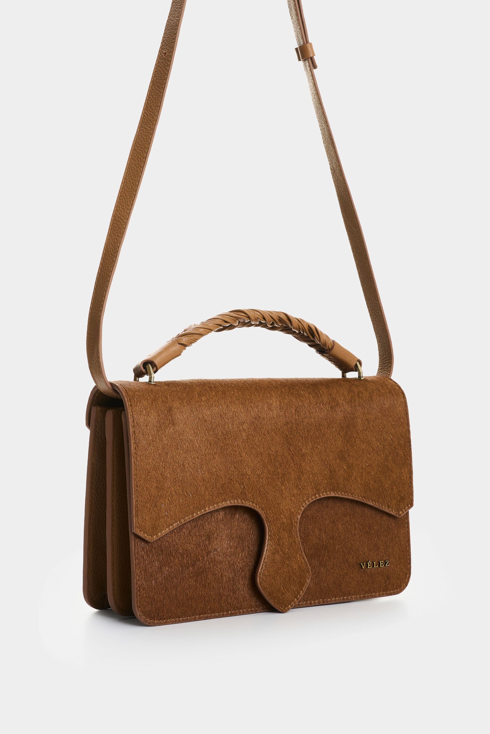 Garniel hair-on leather bowling bag for women