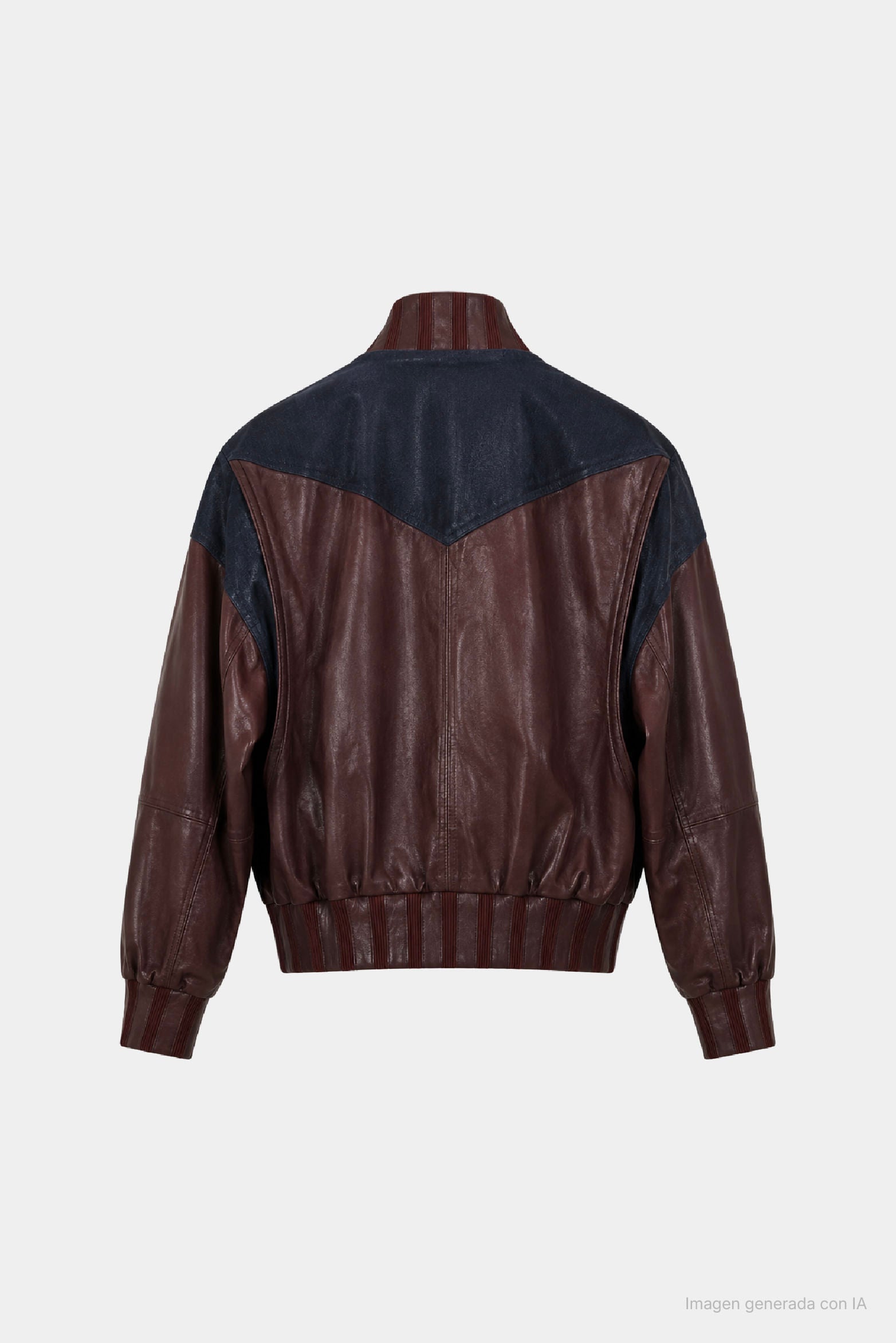 Women's Leather & Denim Bomber Jacket