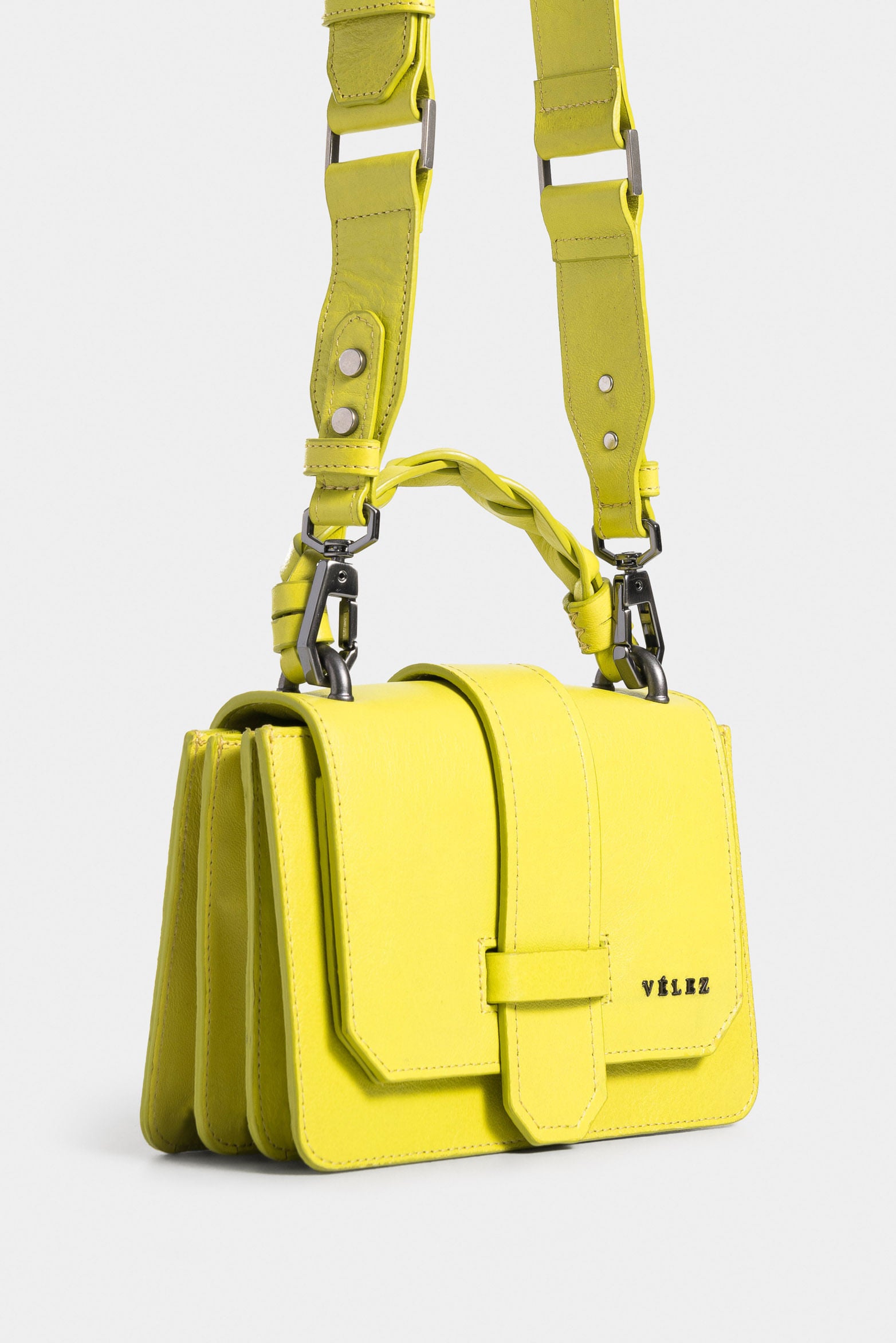 Garniel Mini Bowling BagLeather for Women with Braided Handle