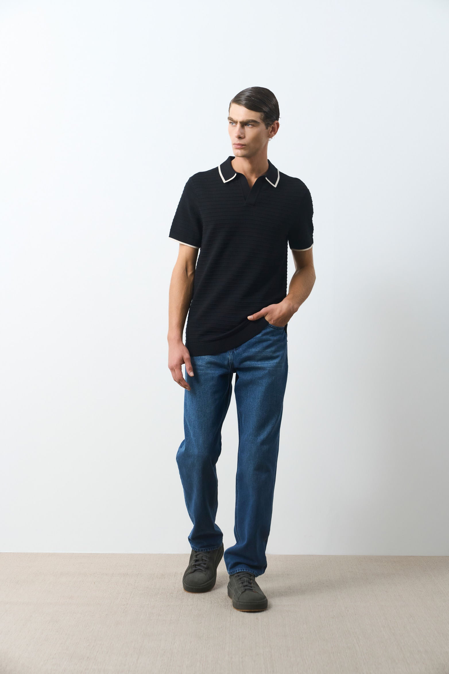 Ruka knit polo for men