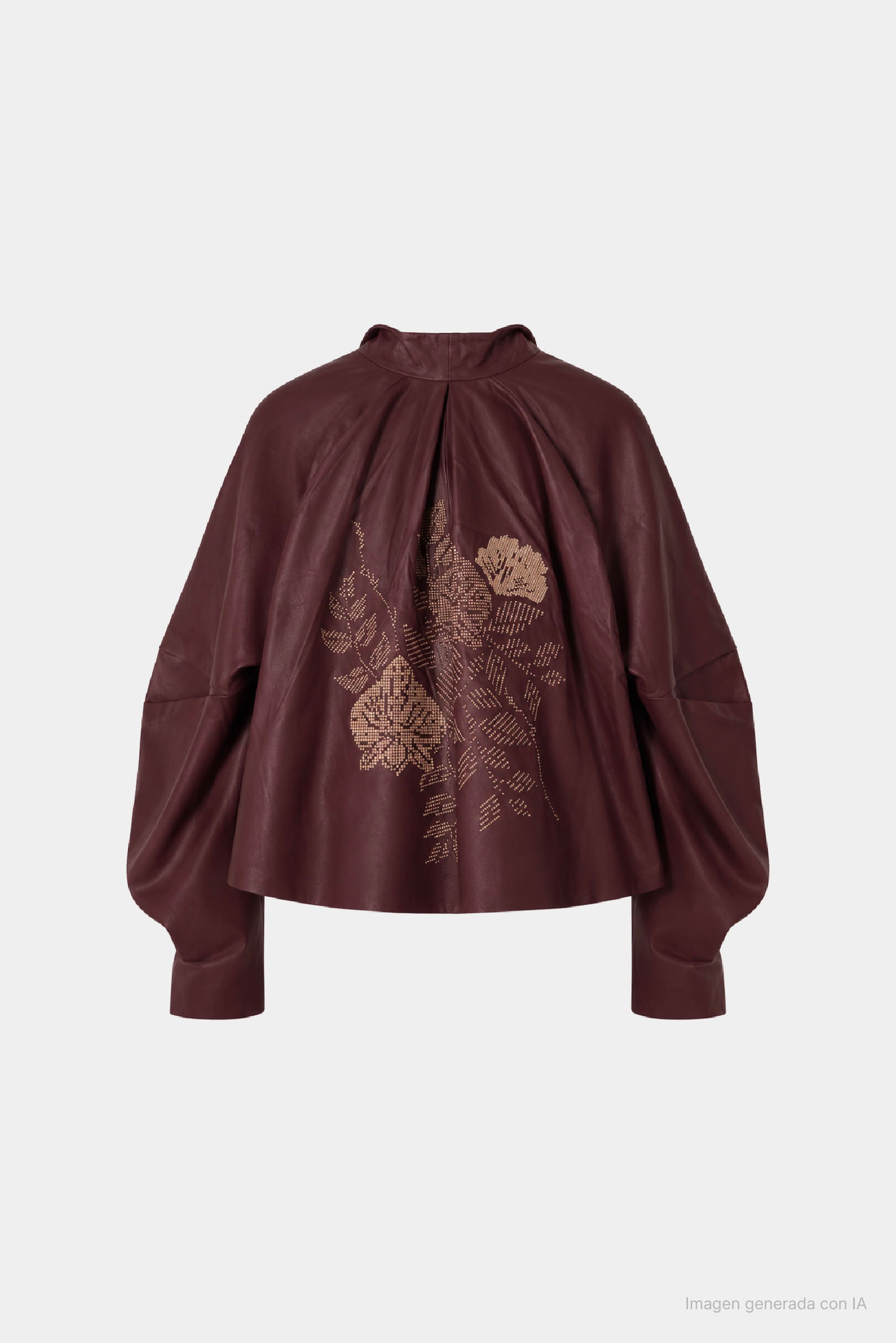Women's Orchid Leather Jacket with Orchid Embroidery