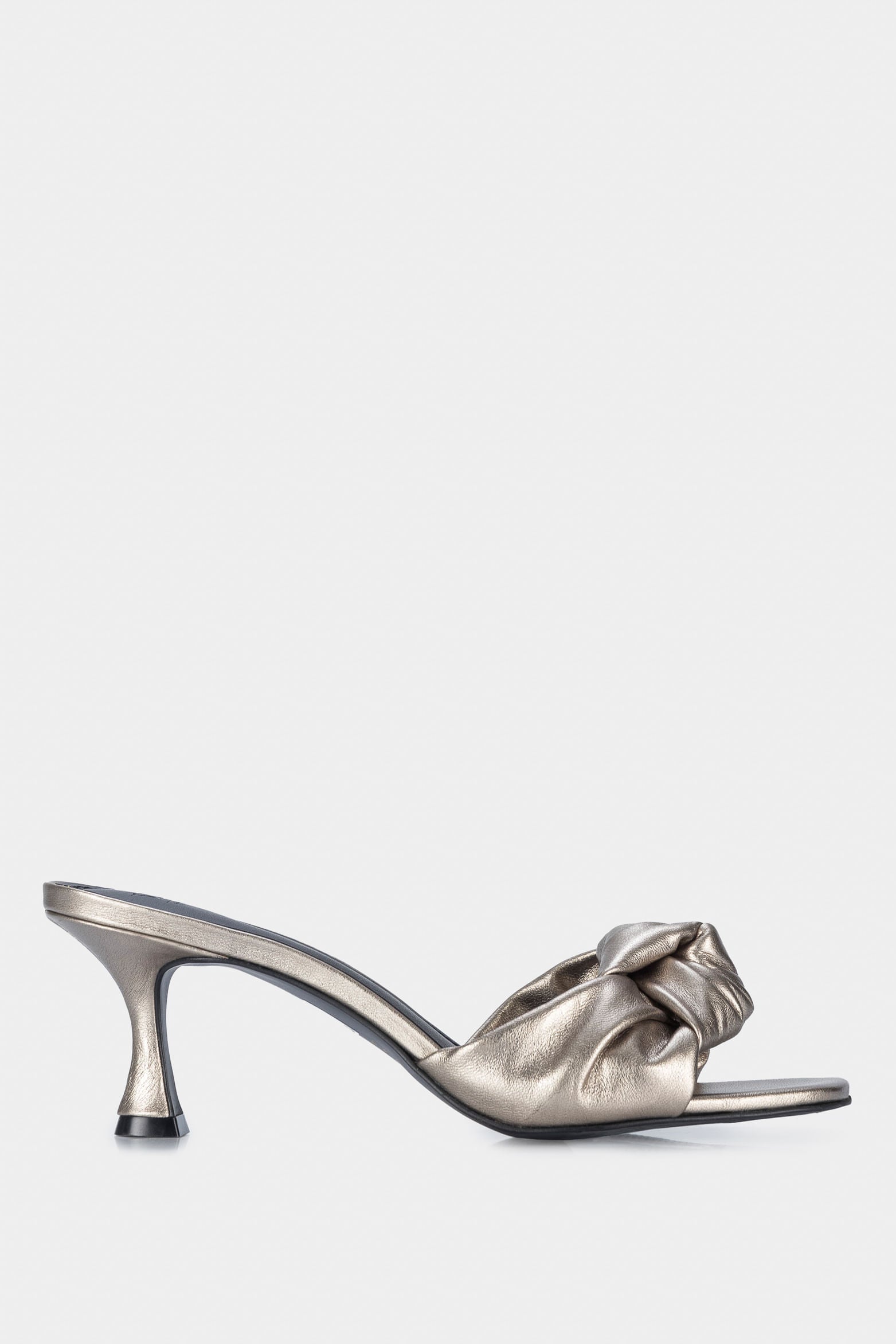 Women’s Milan Heeled Sandals in Graphite Leather with Knotted Upper