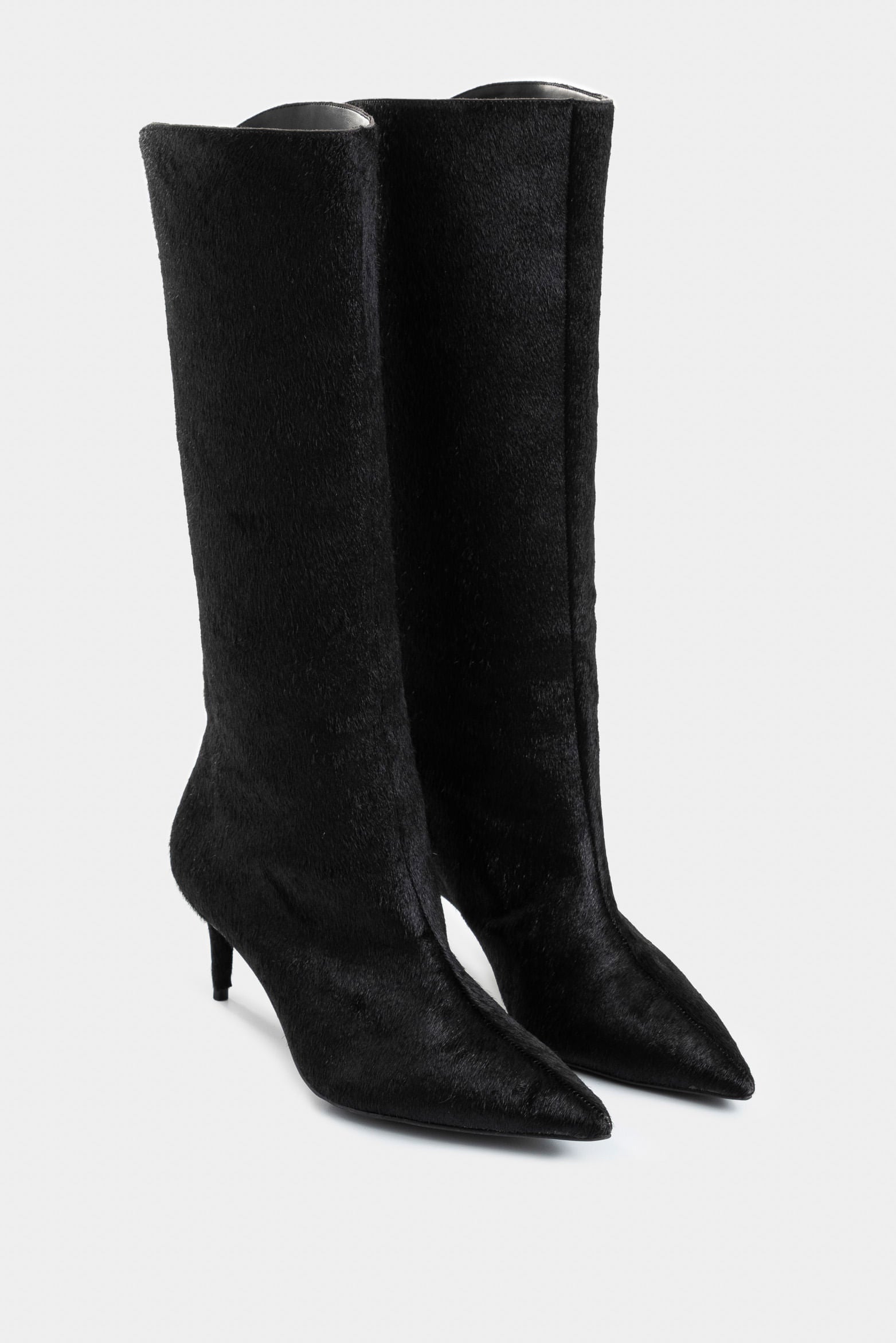 Lanceolata Fur Leather Boots with Stiletto Heel for Women