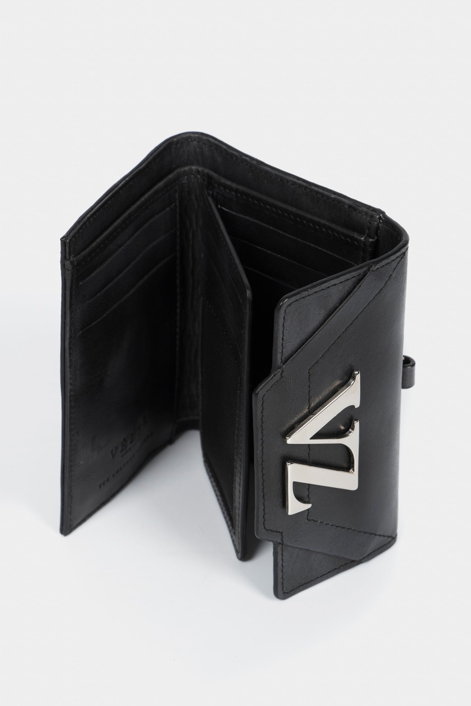 Women’s Taupe VZ Monogram Embossed Leather Wallet in Black