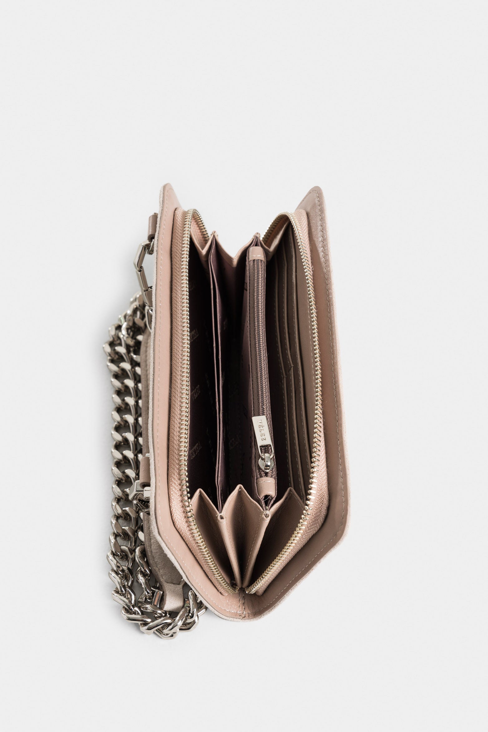 Angola Suede Leather Checkbook Holder for Women with Chain Strap