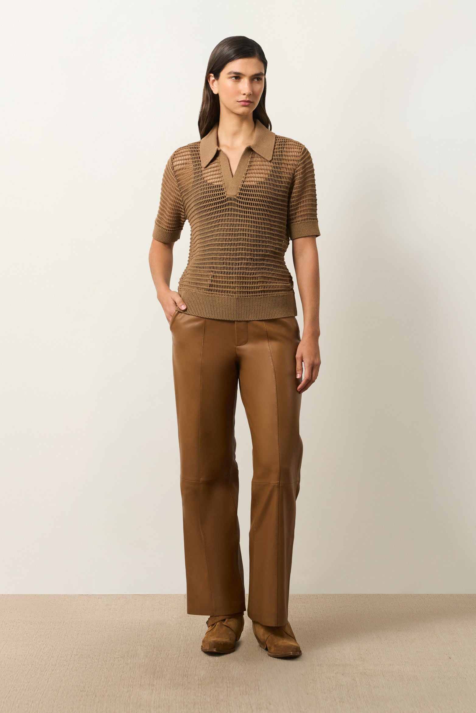 Loose-fit knit polo for women Lascar