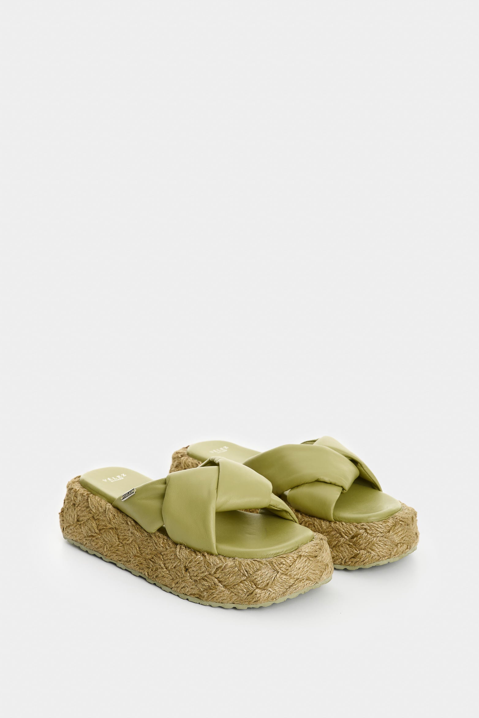 Ivory leather and jute platform sandals for women