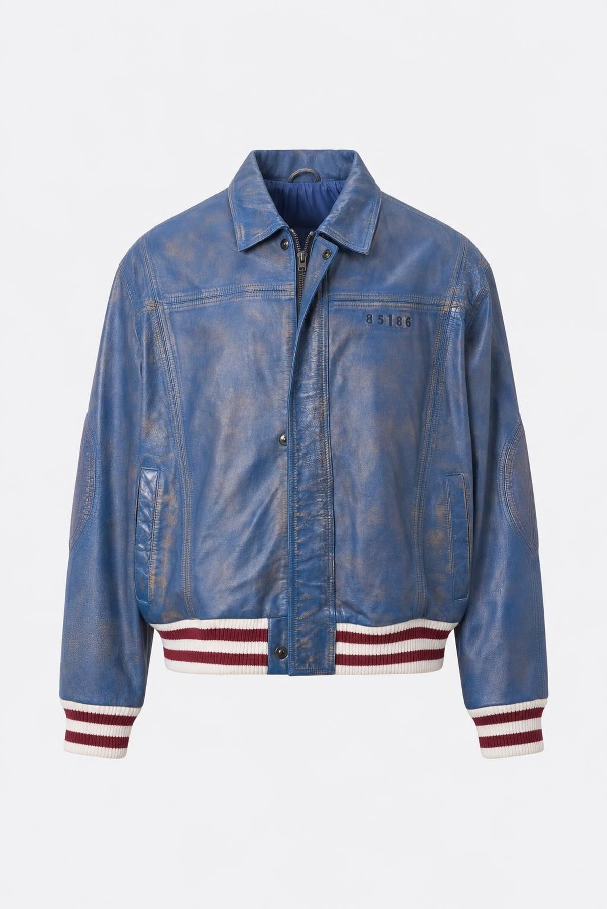 Men's Aged Leather Bomber Jacket