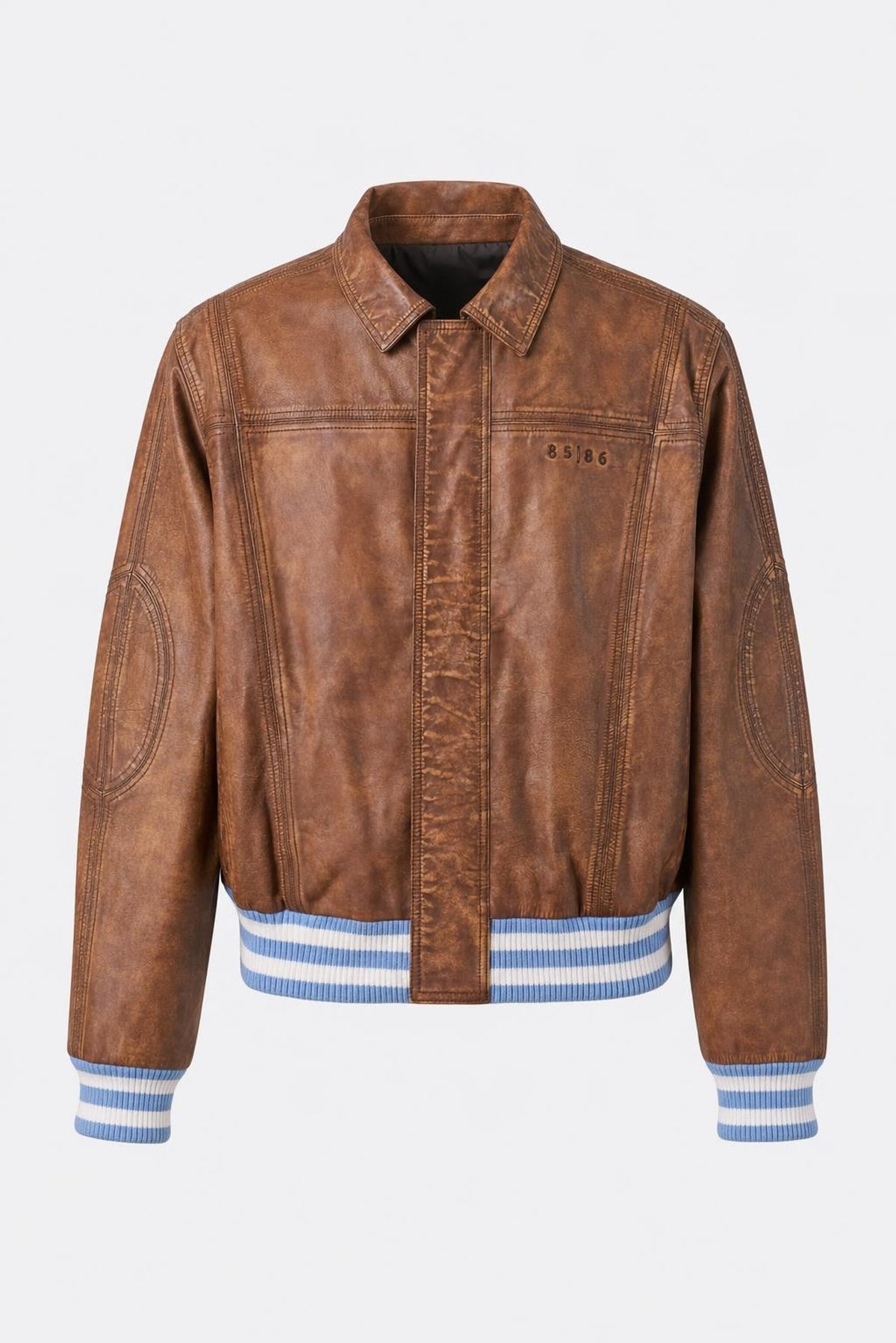 Men's Aged Leather Bomber Jacket