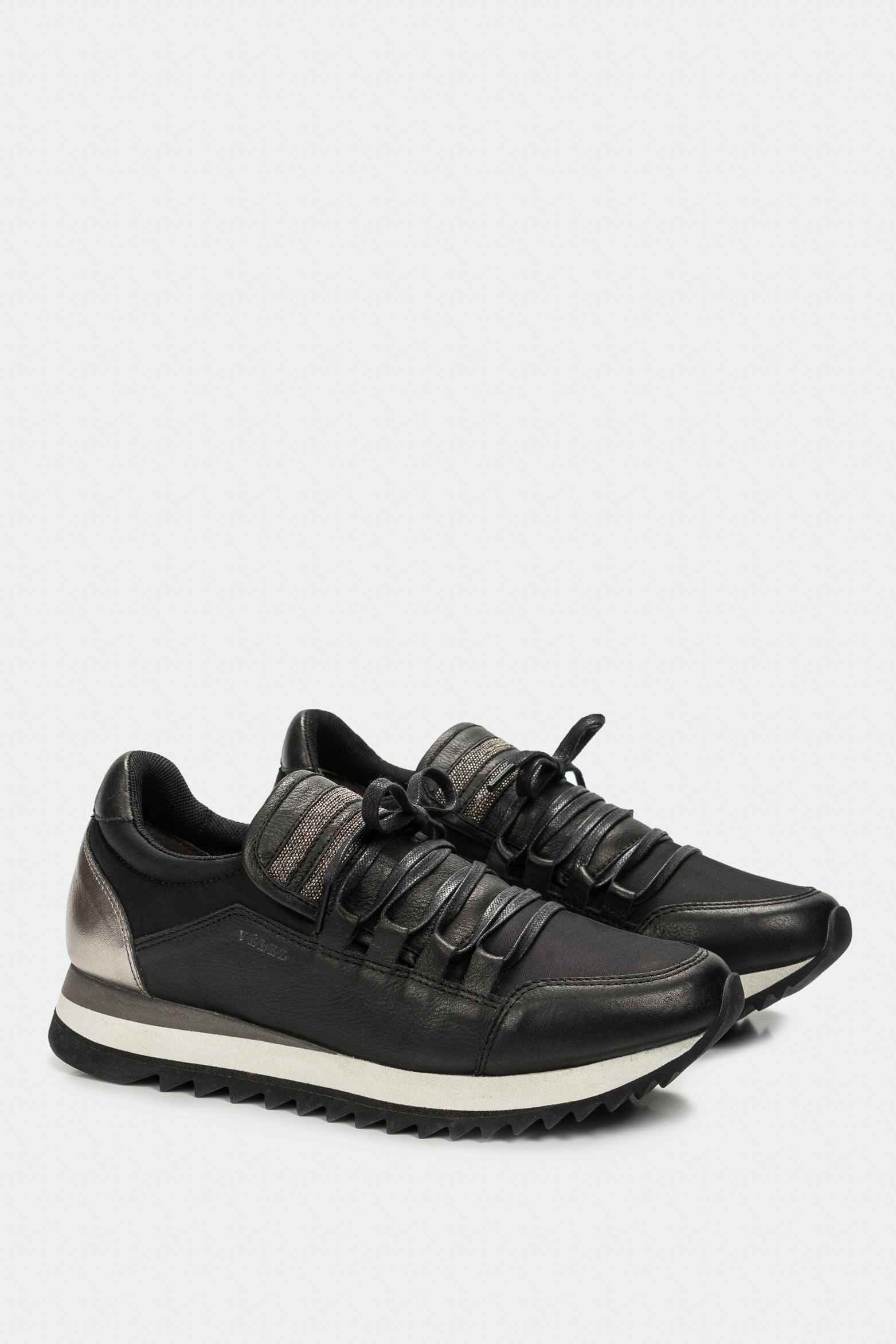 Women’s Persian Leather Sneakers in Black with Decorative Trim