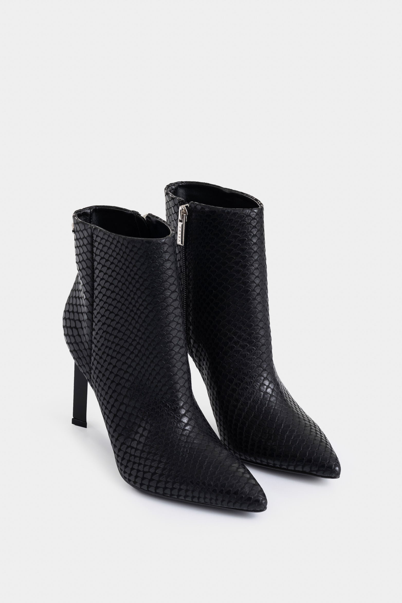 Snake-Embossed Leather Ankle Boots for Women