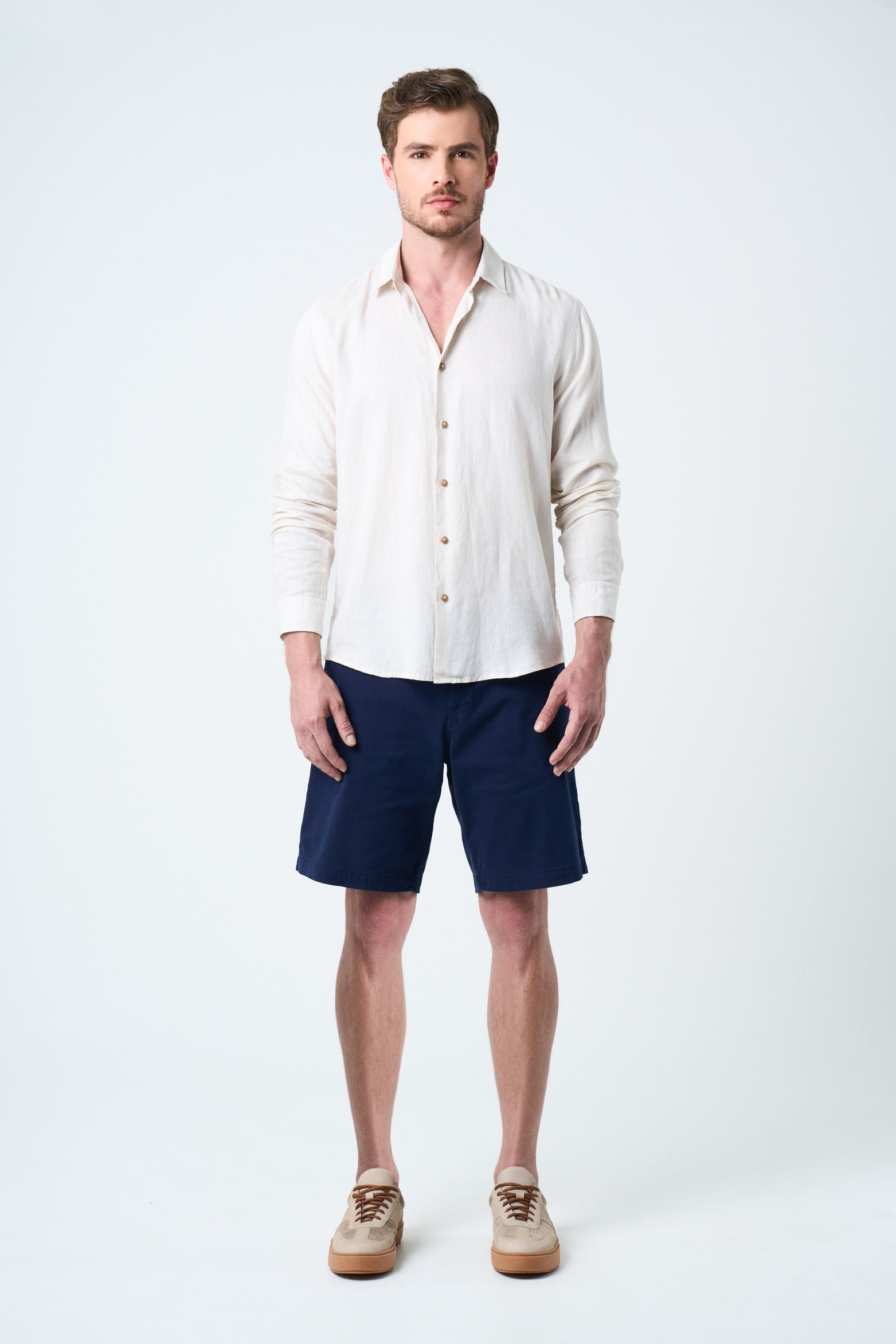 Marfil Linen Bermuda Shorts for Men Wide Fit