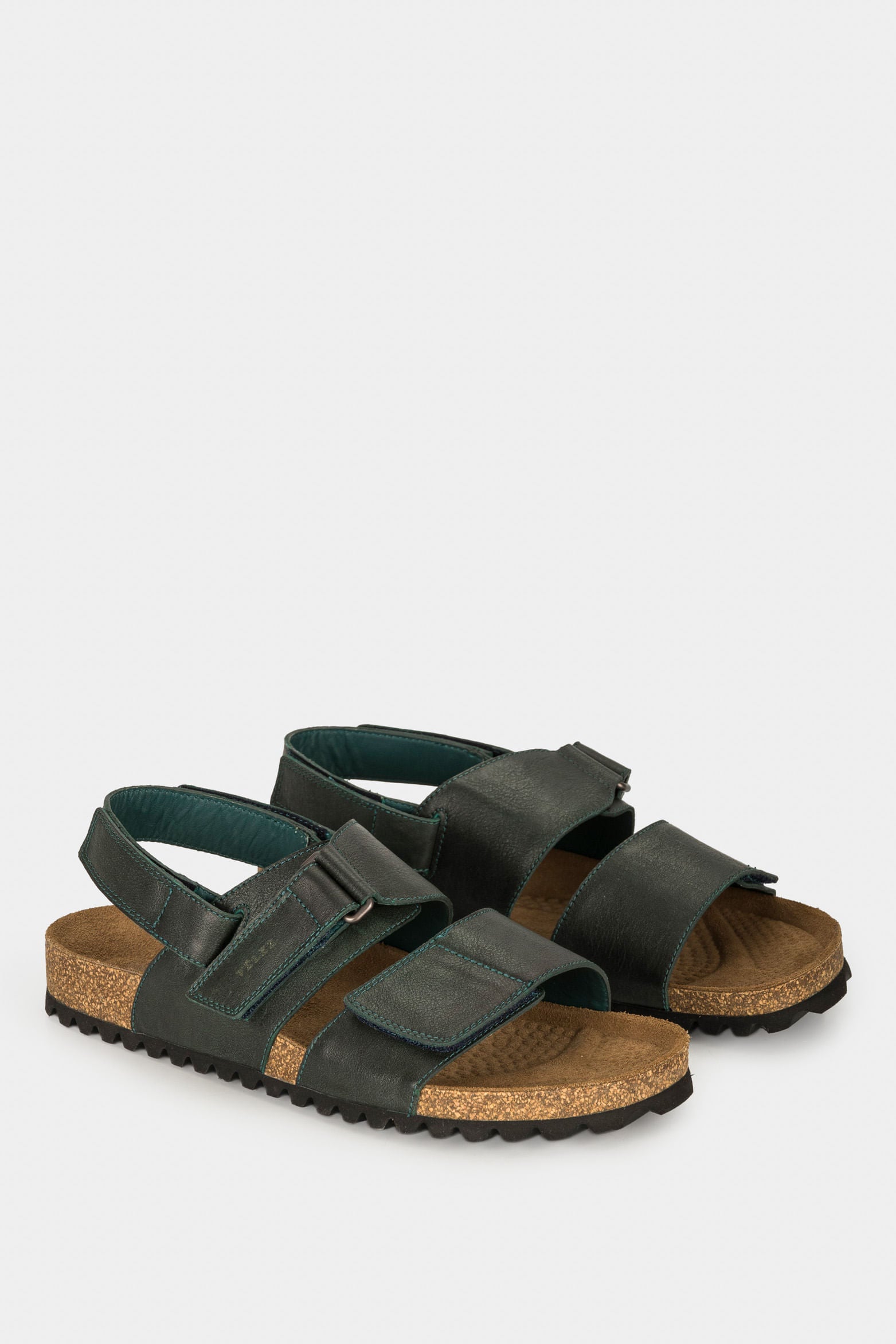 Men’s Orcian Flat Leather Sandal with Hook-and-Loop Straps