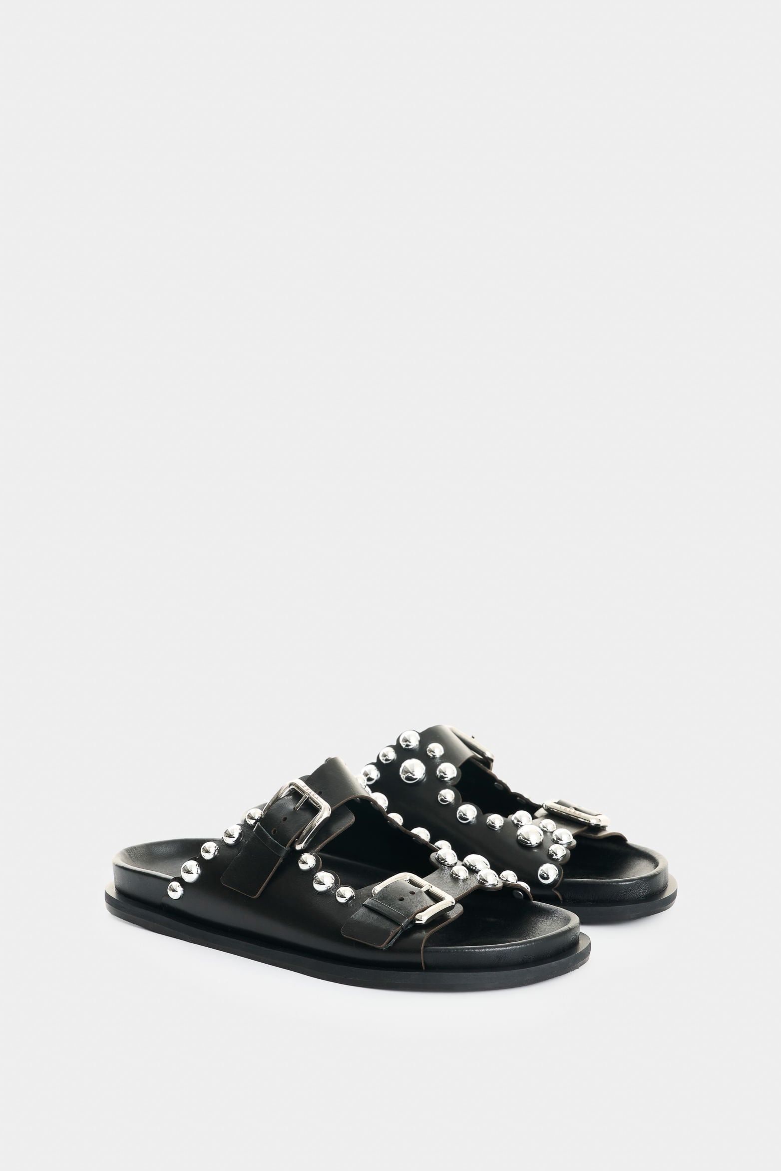 Flat leather sandal with studs for women Soren 2.0