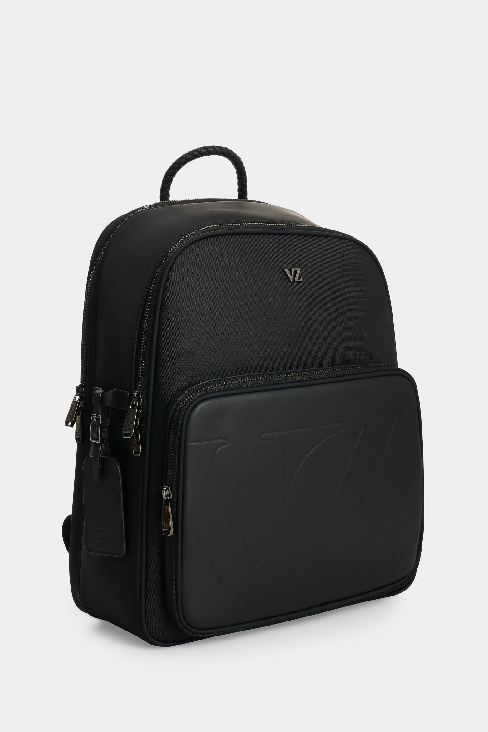 Legacy leather and nylon duffel backpack for women with travel tag