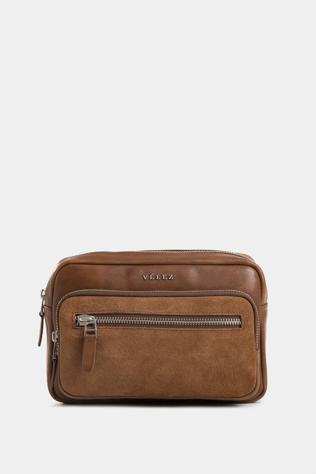 Bright leather crossbody bag with suede detail for men