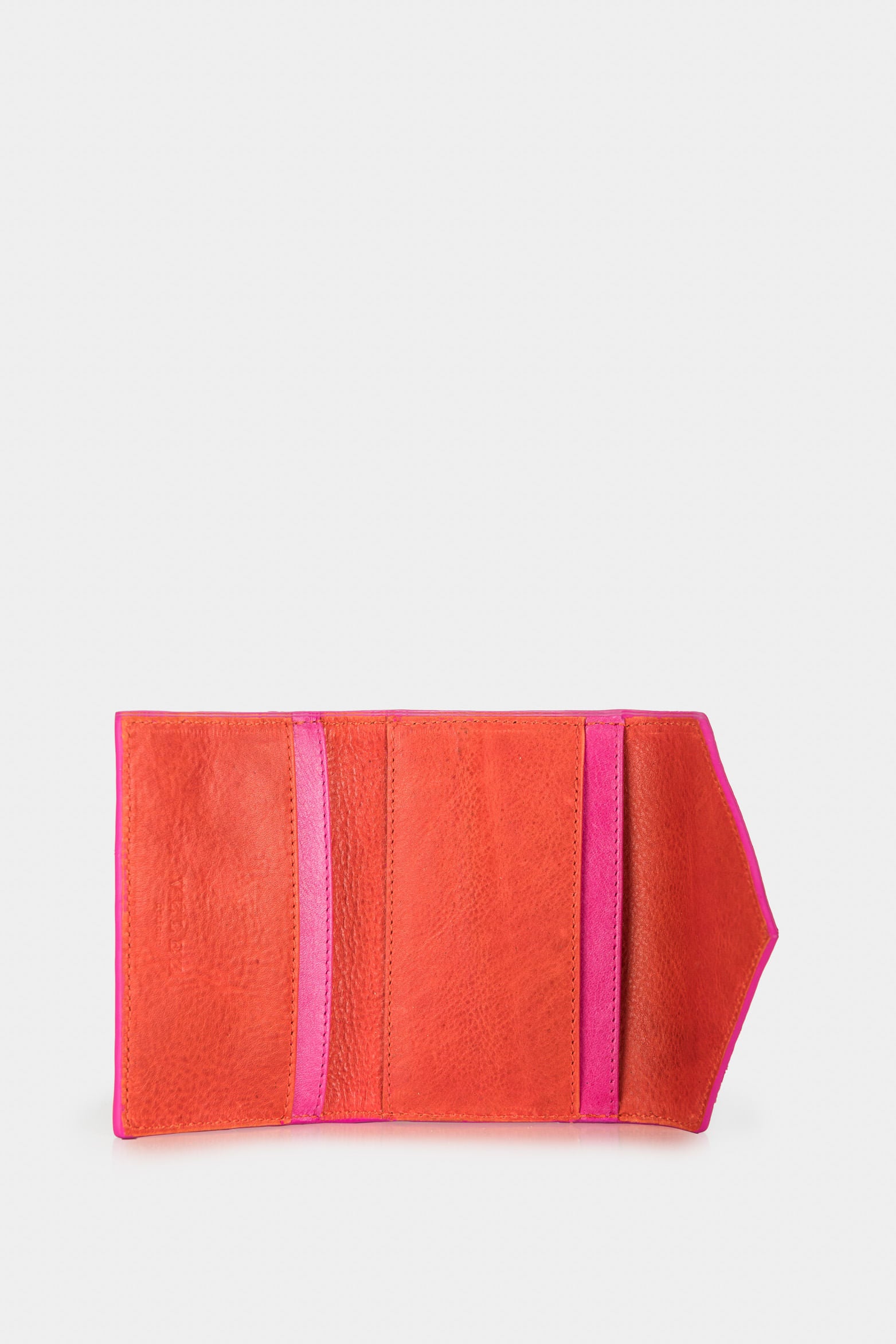 Women’s Anahi Card Holder in Orange Leather with Contrast Dye