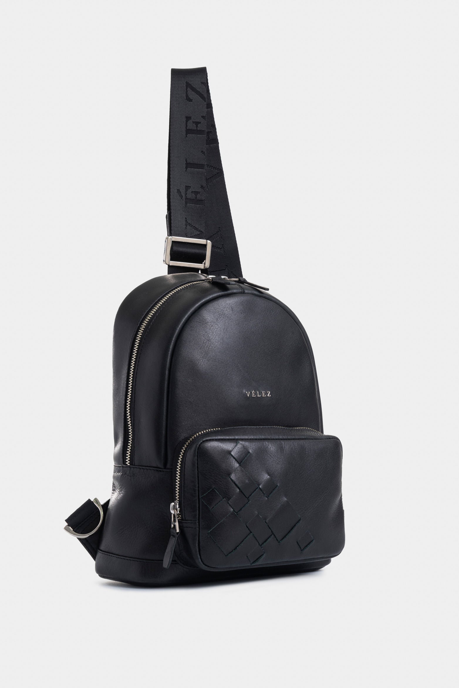 Enif leather crossbody bag for men with woven detail