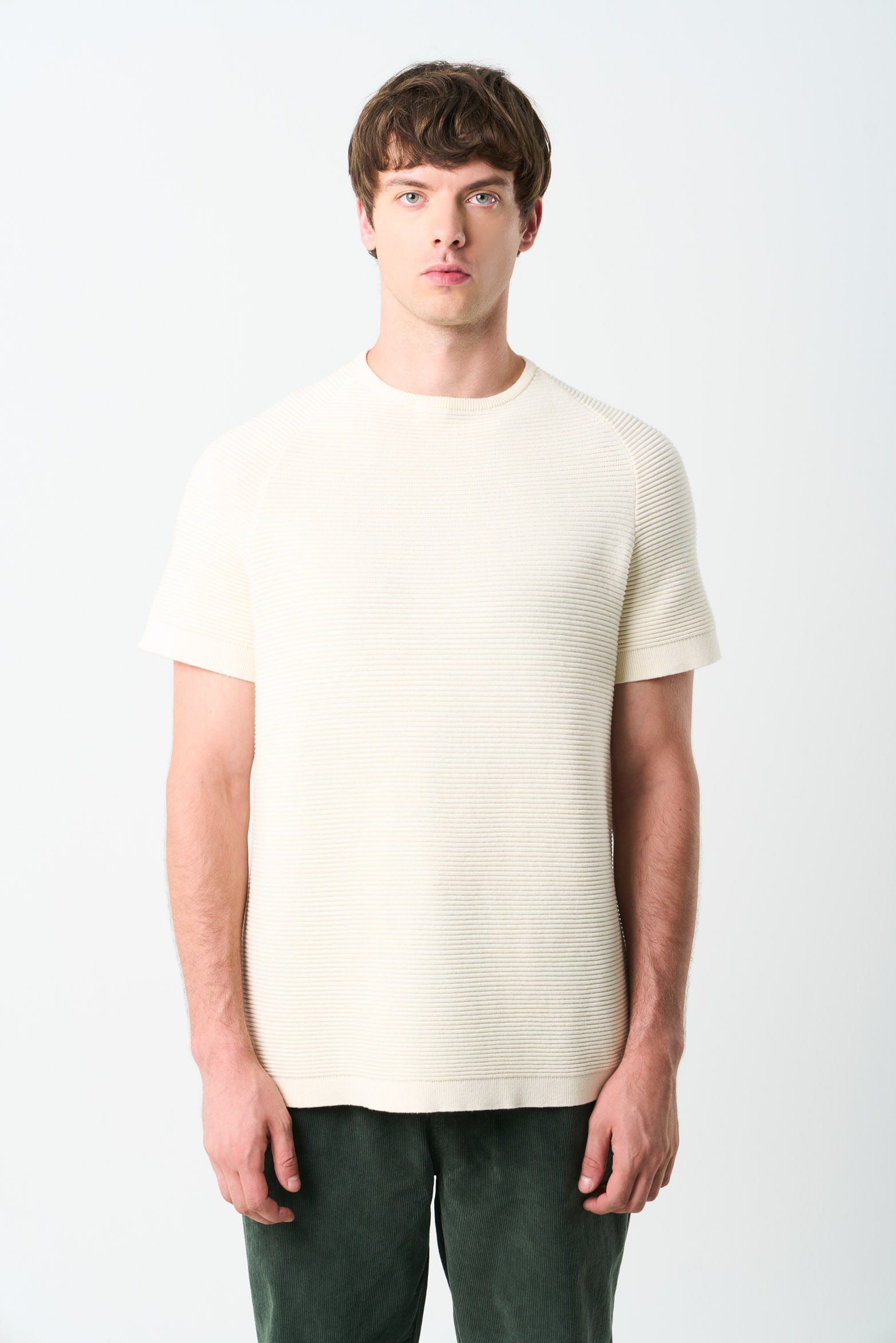 Textured short-sleeved Vida knit T-shirt for men
