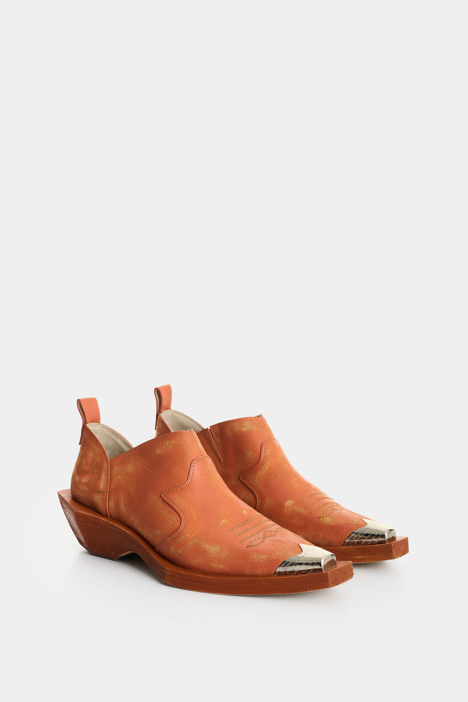 Women's Western Leather Mule Booties
