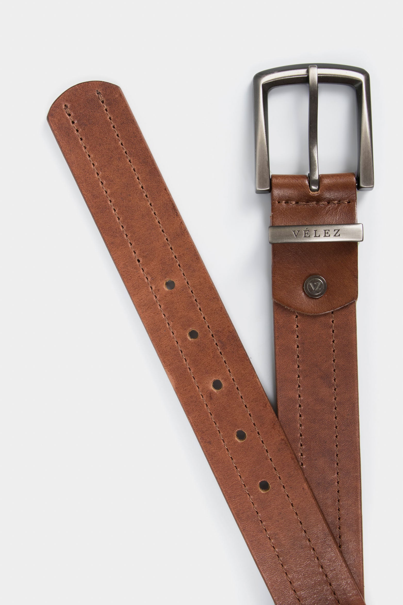 Men’s Courage Single-Sided Leather Belt with Metallic Keeper Loop