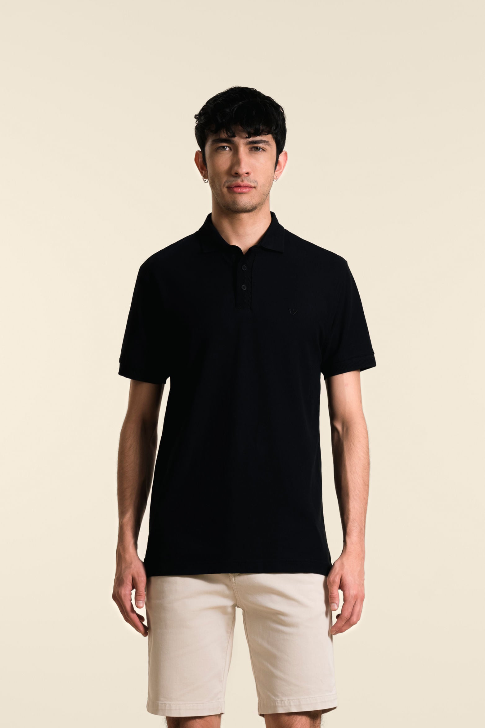 Casual Polo in Black Pima Cotton