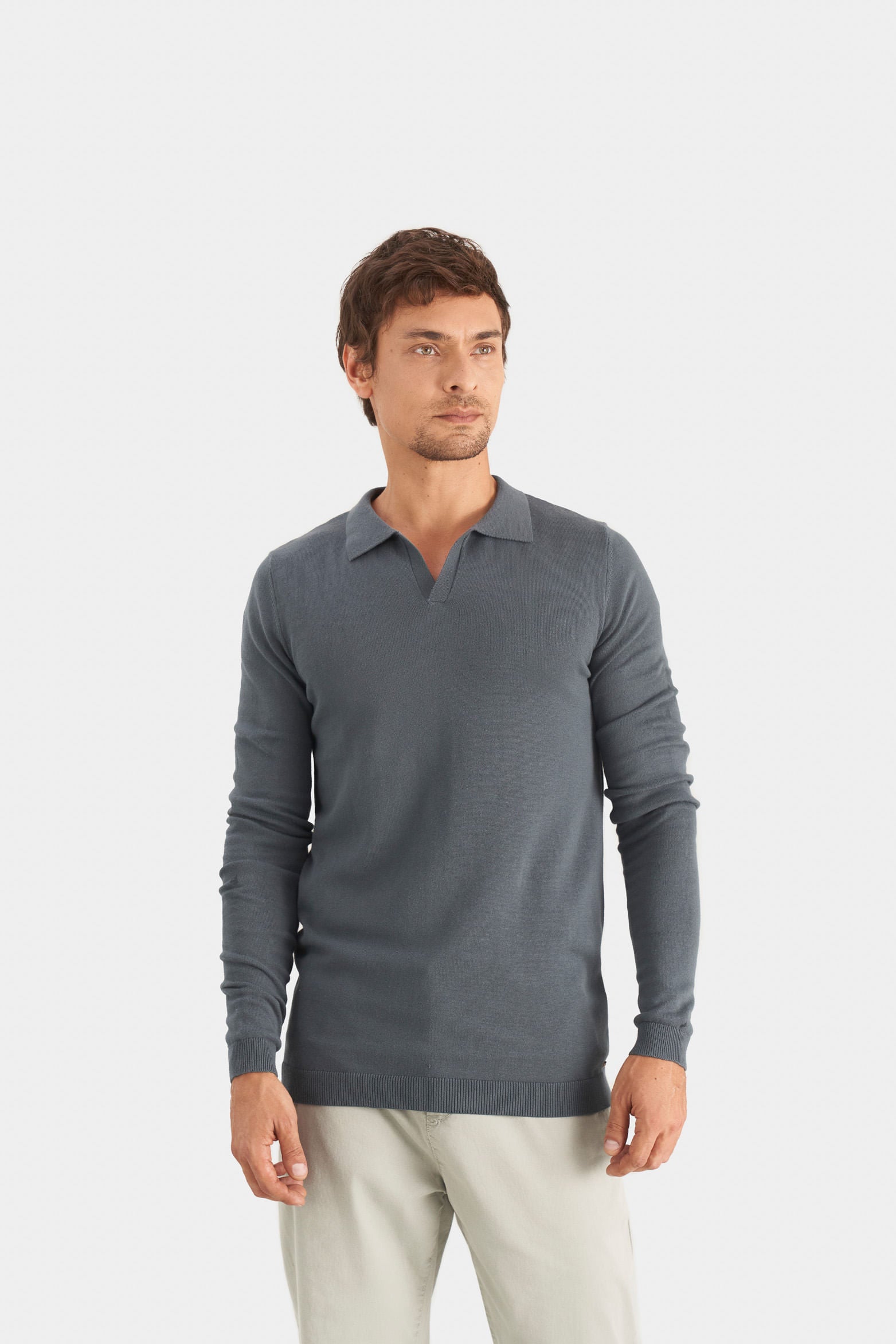Men’s Pyxis Long Sleeve Knit Polo in Green