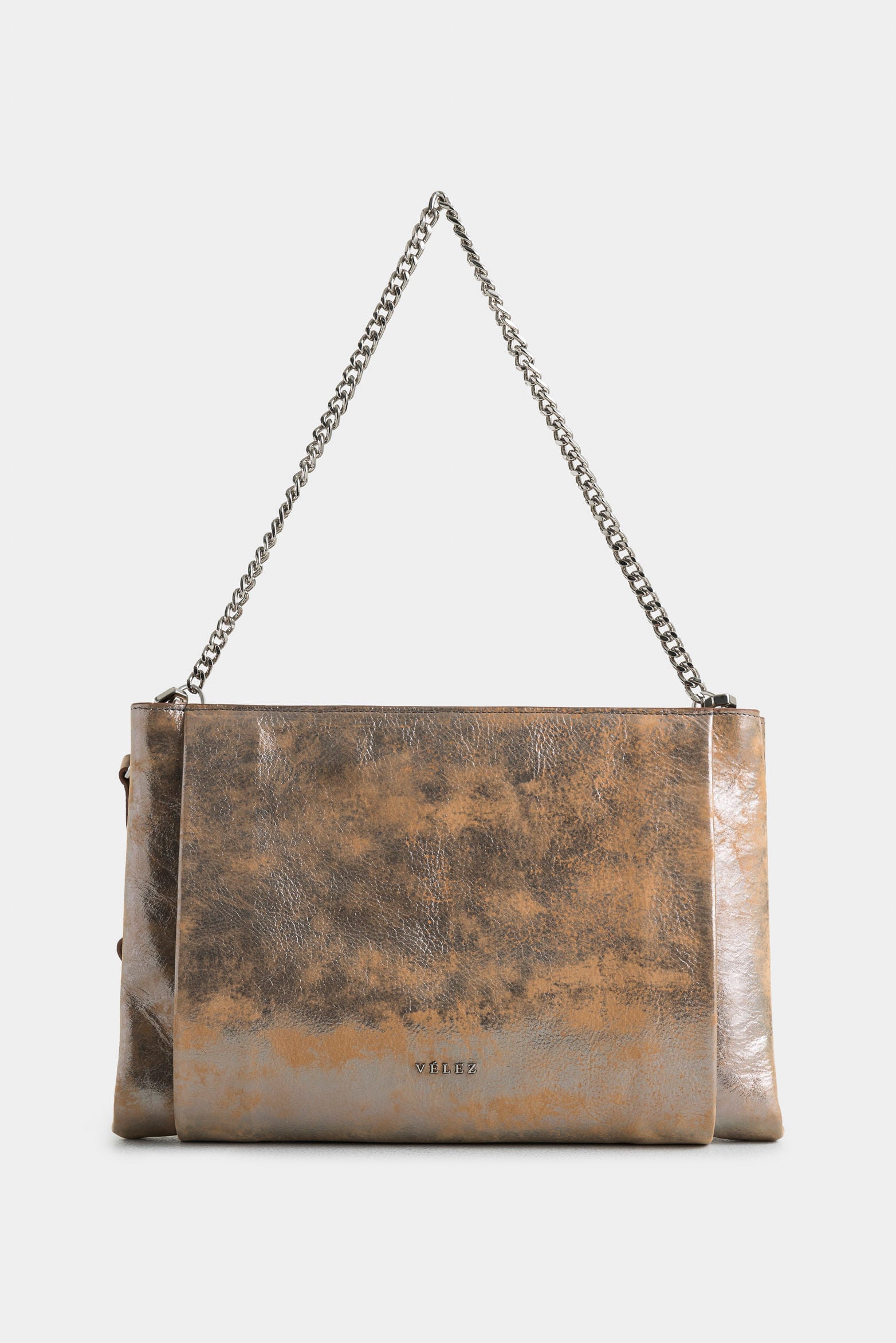 Glyceria Folia Leather Shopping Bag with Chain Hand Strap for Women