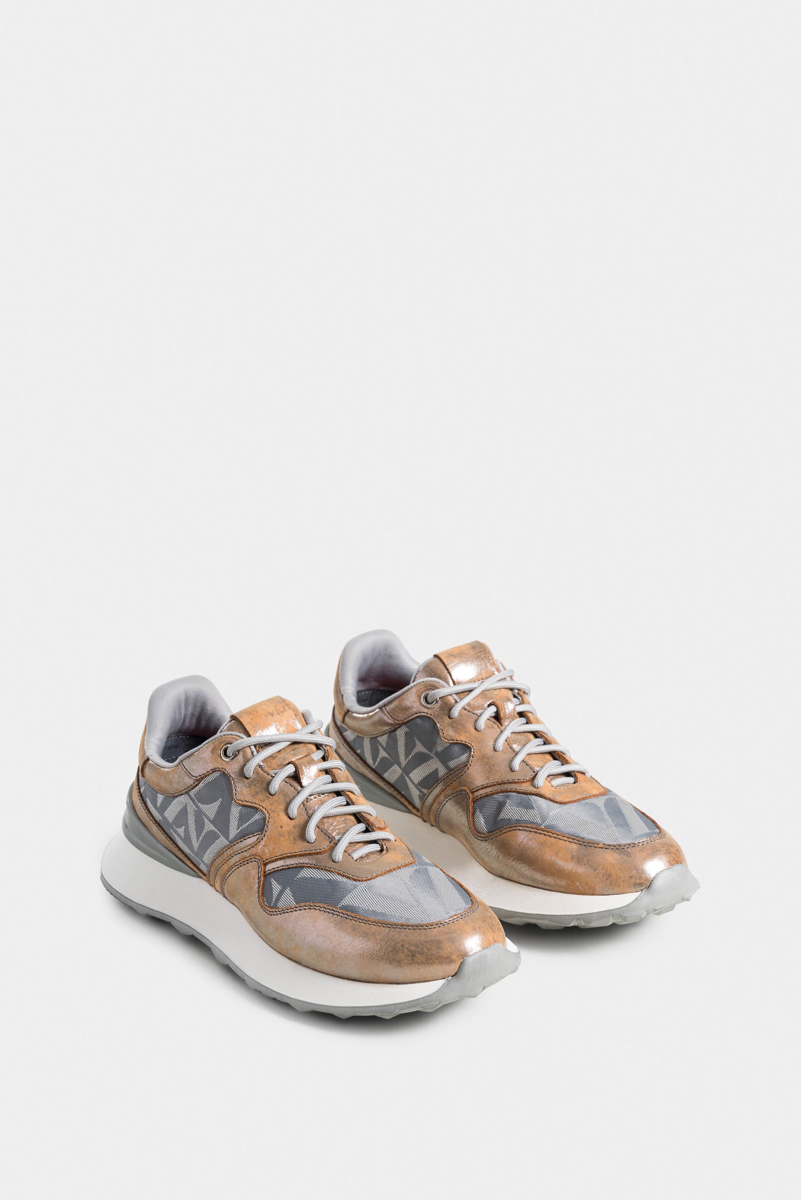 Grade Monogrammed Leather Sneakers for Women with Canvas Detail