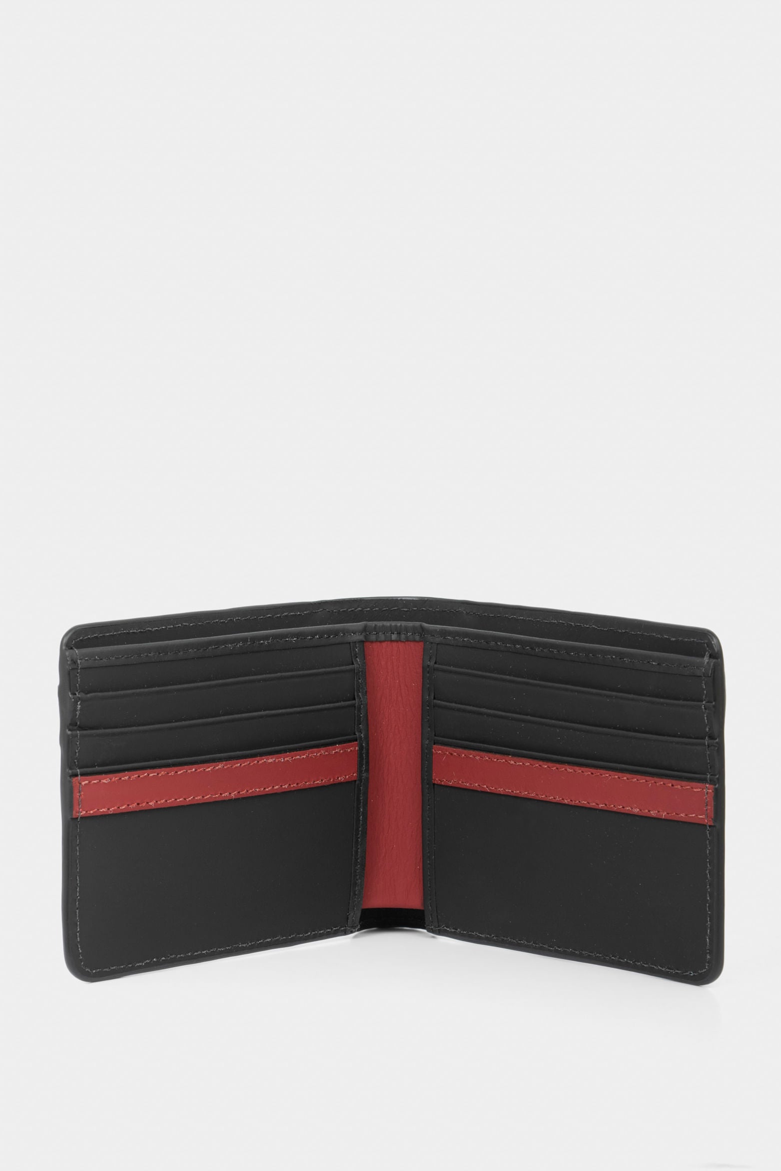 Contrast Leather Wallet in Black