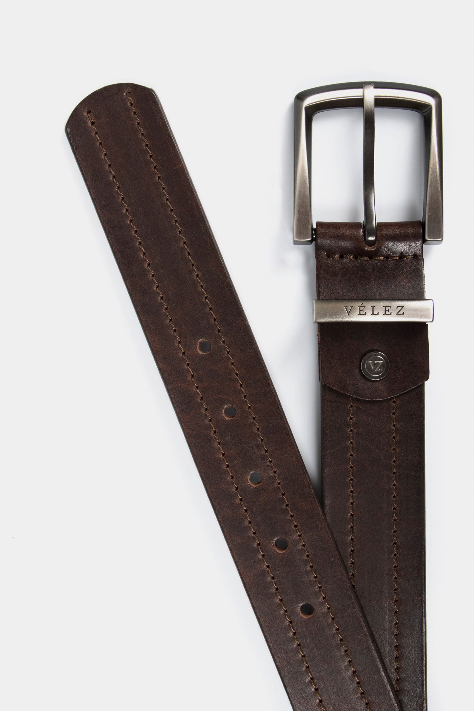 Men’s Courage Single-Sided Leather Belt with Metallic Keeper Loop