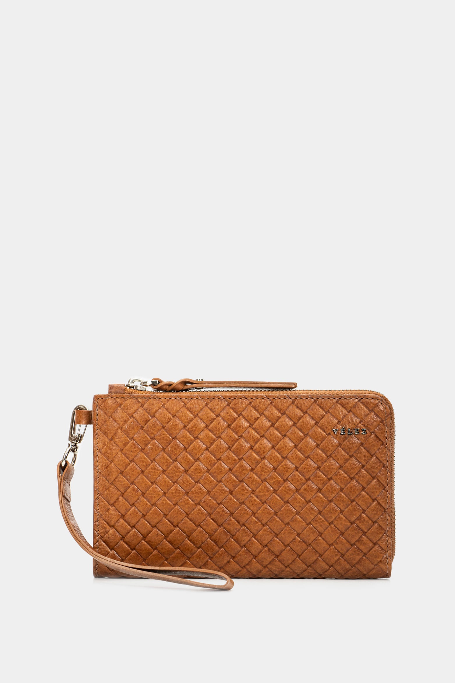 Women’s Moss Wallet in Embossed Honey Leather with Woven Look