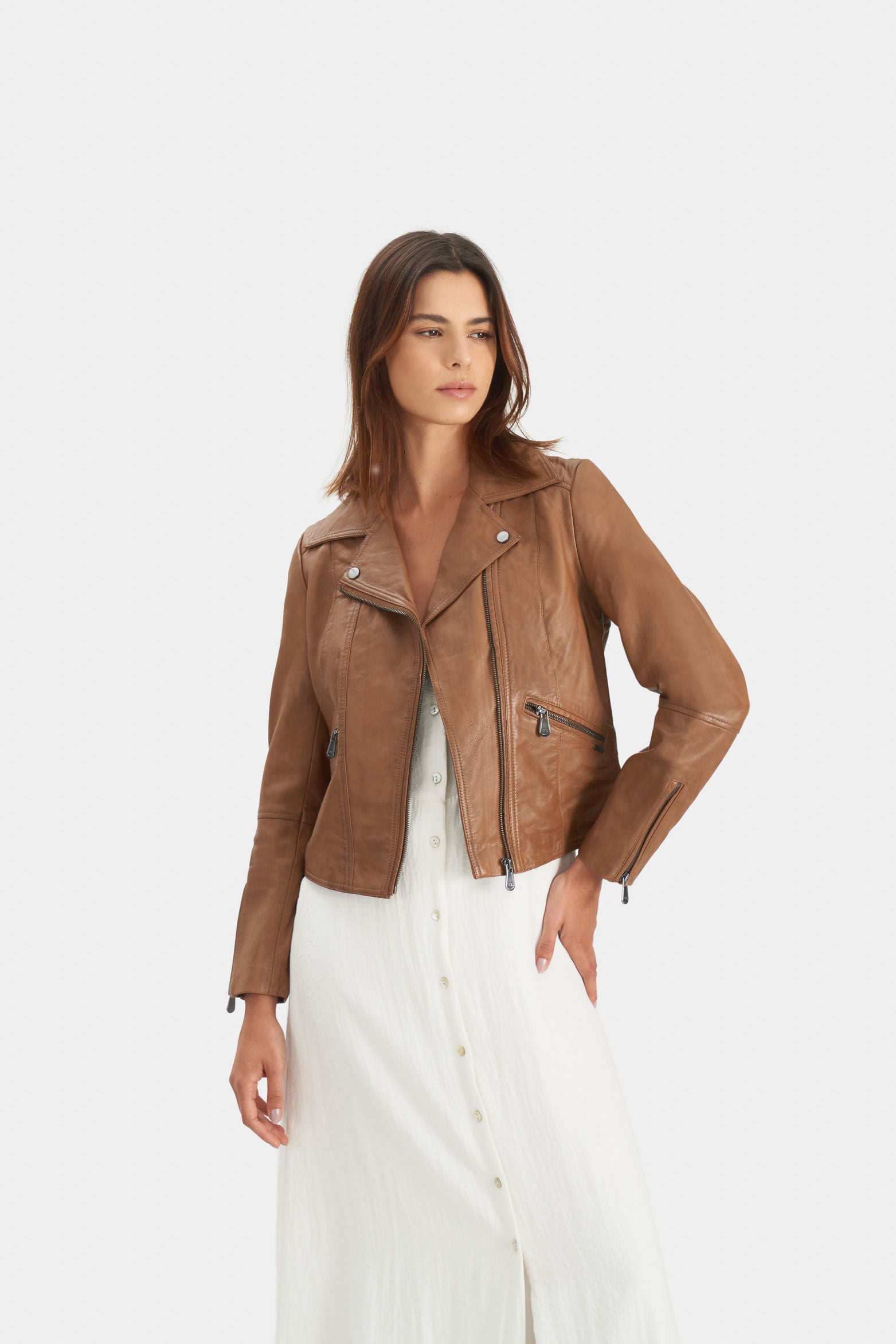 Women’s Island Biker Jacket in Honey Leather