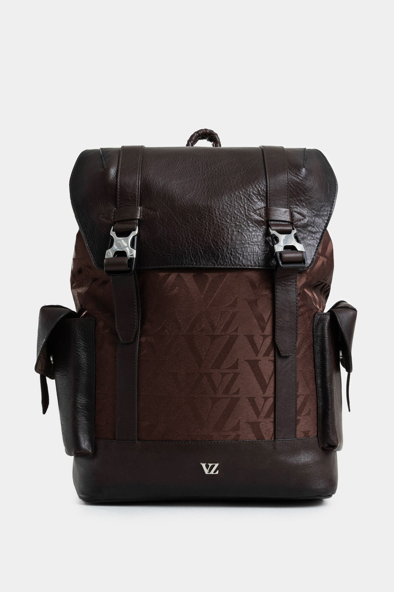 Garda Leather Backpack for Men with Jacquard Monogram in Coffee