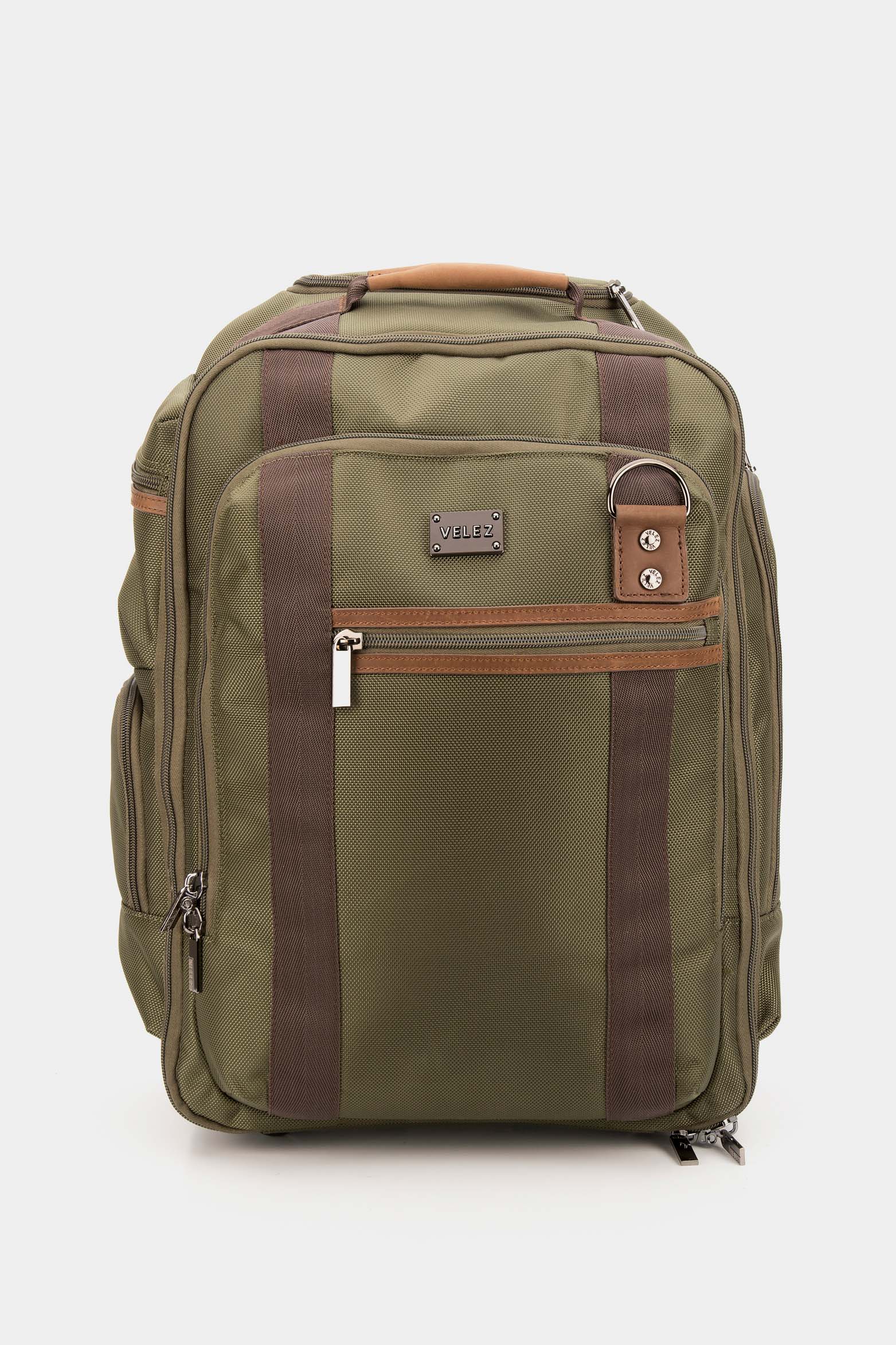 Canvas and Leather Trolley Backpack for Men with Accents
