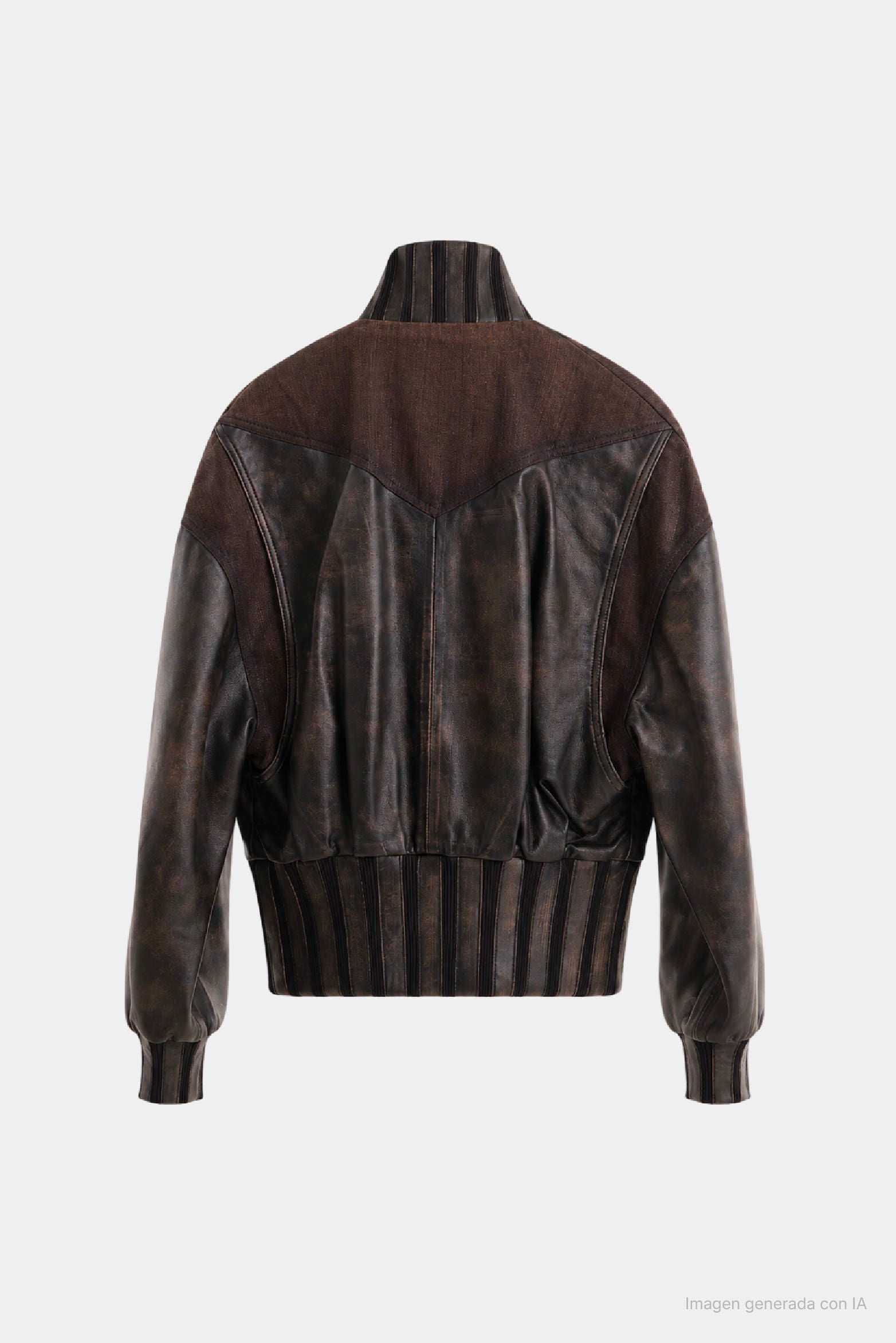 Women's Leather & Denim Bomber Jacket