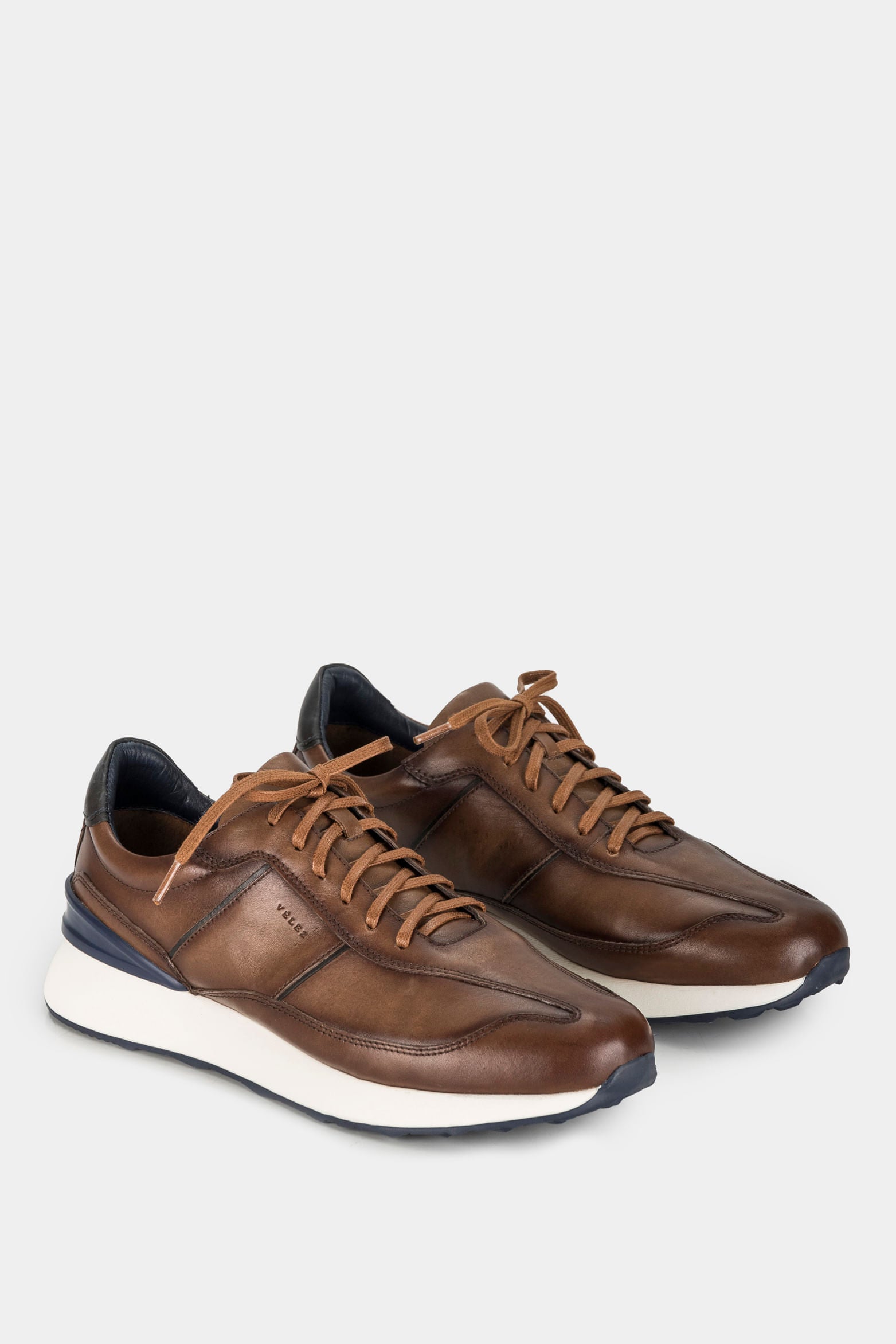 Men’s Boston Leather Sneakers with Contrast Heel Counter