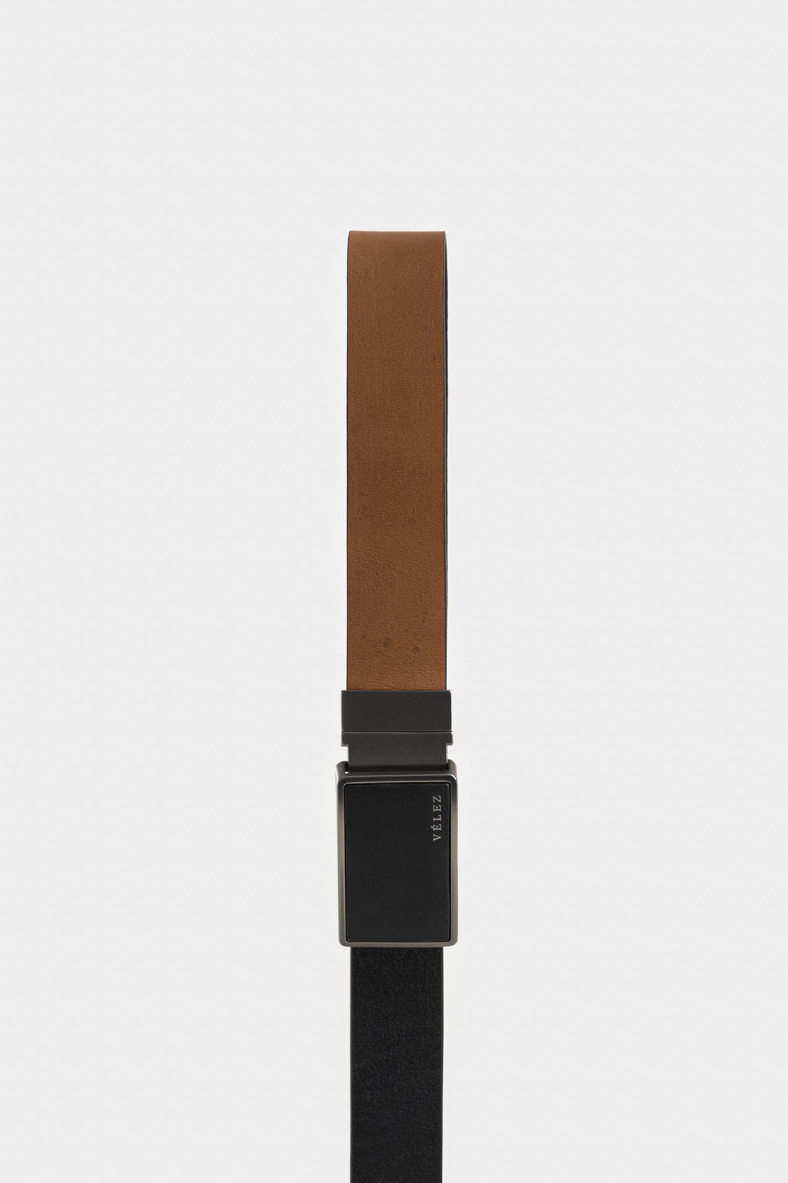 Reversible Leather Belt with Contrast Buckle