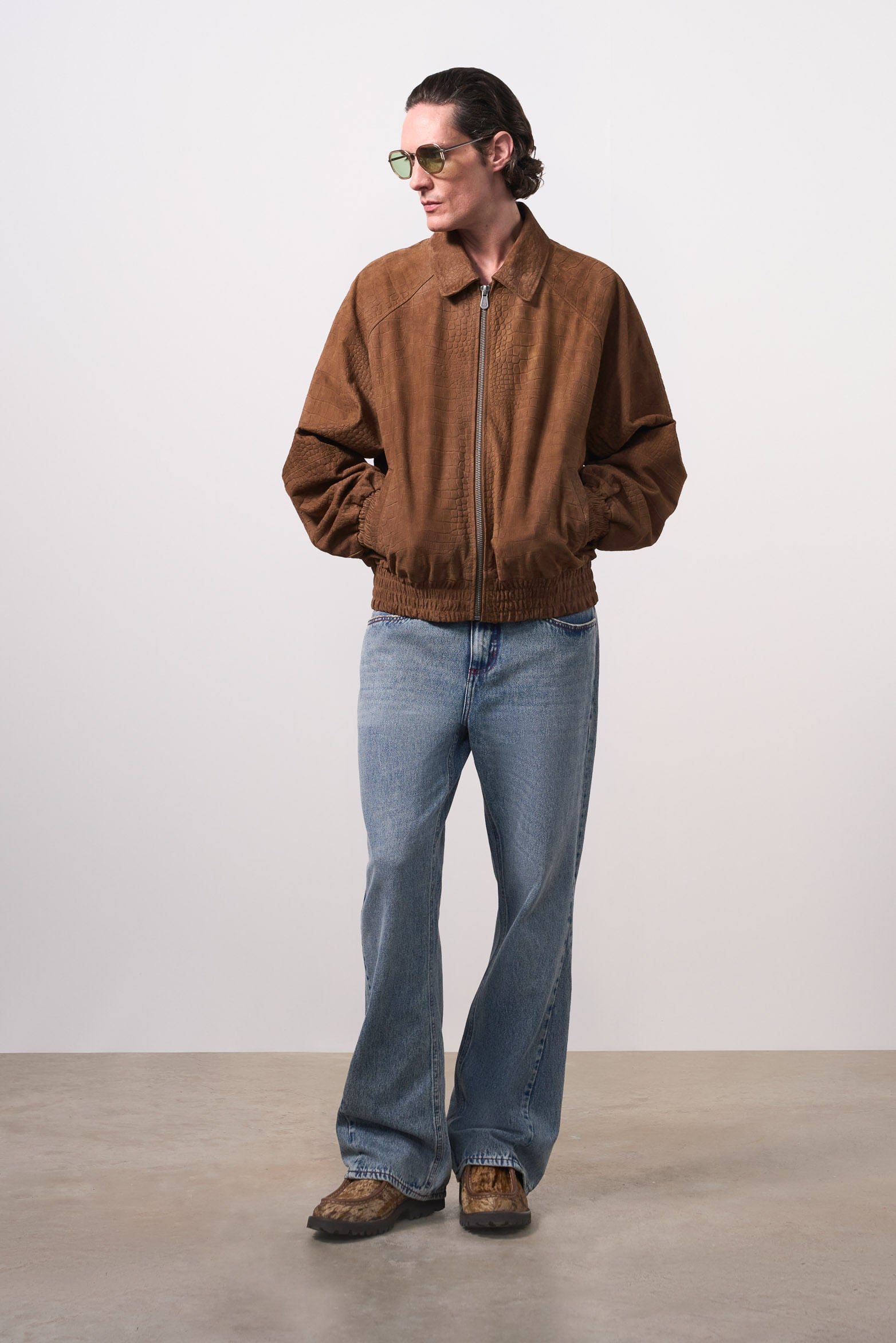 Men's Croco Suede Bomber Jacket