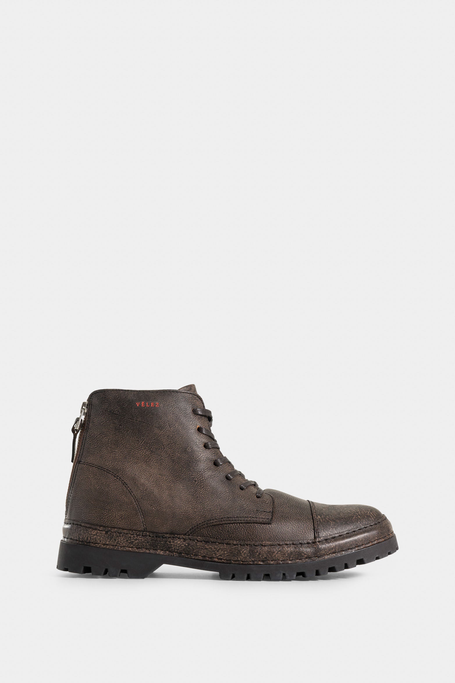 Men’s Leather Zipper Boots with Aged Finish