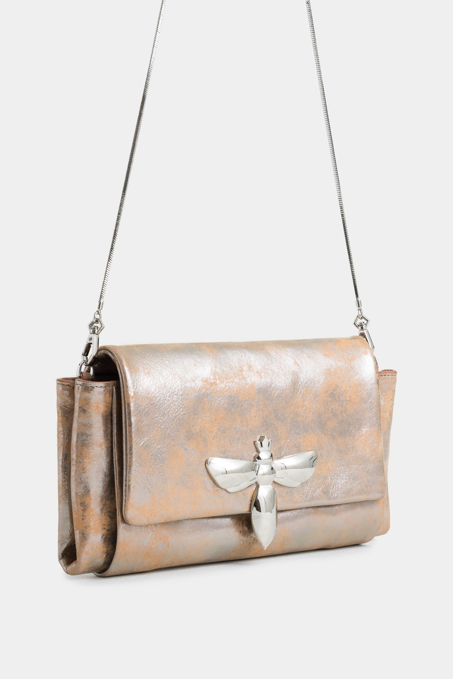 Mentha Bowling Leather Bag for Women with Bee Embossing