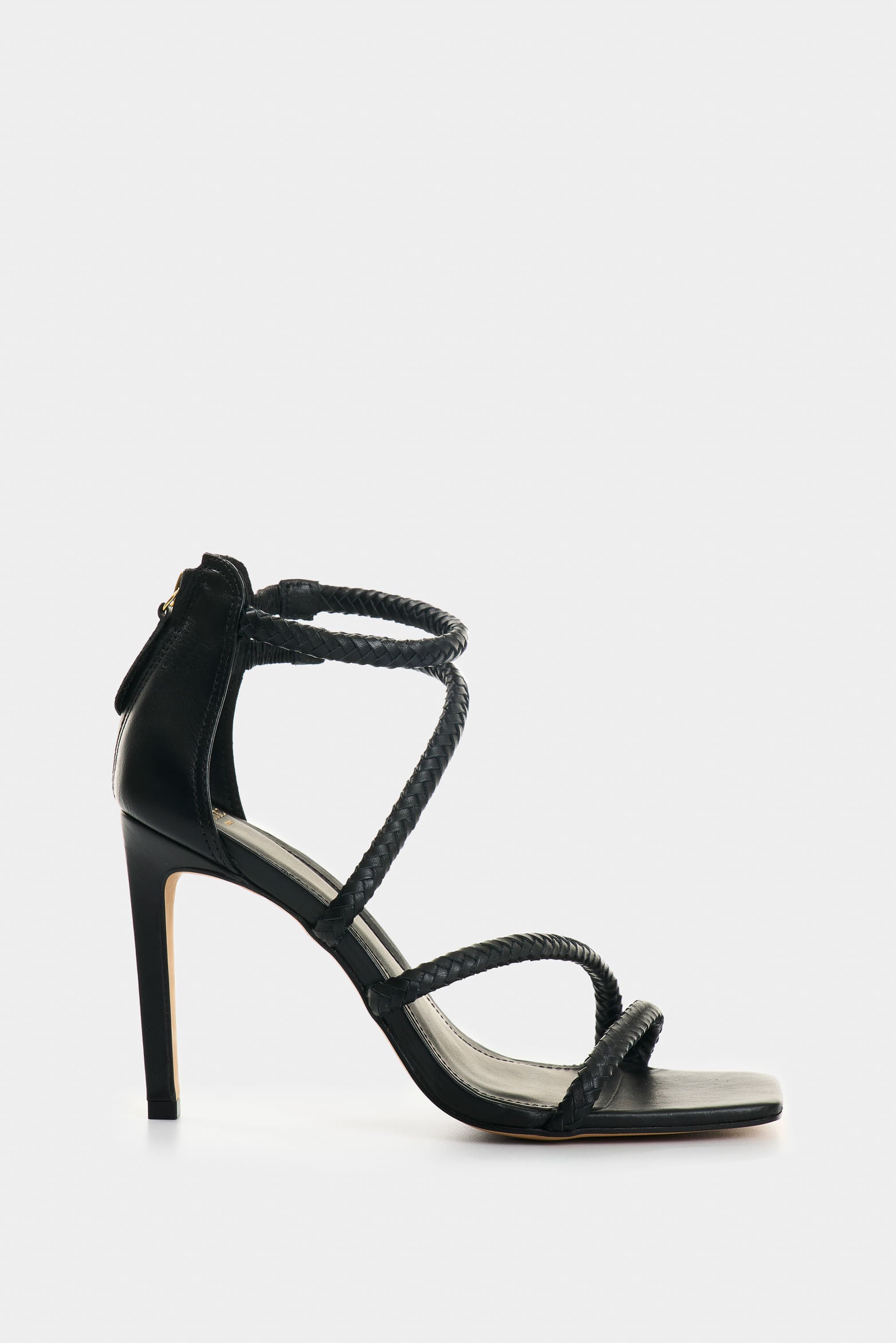 Leather Folia High Heel Sandals for Women with Braided Strap