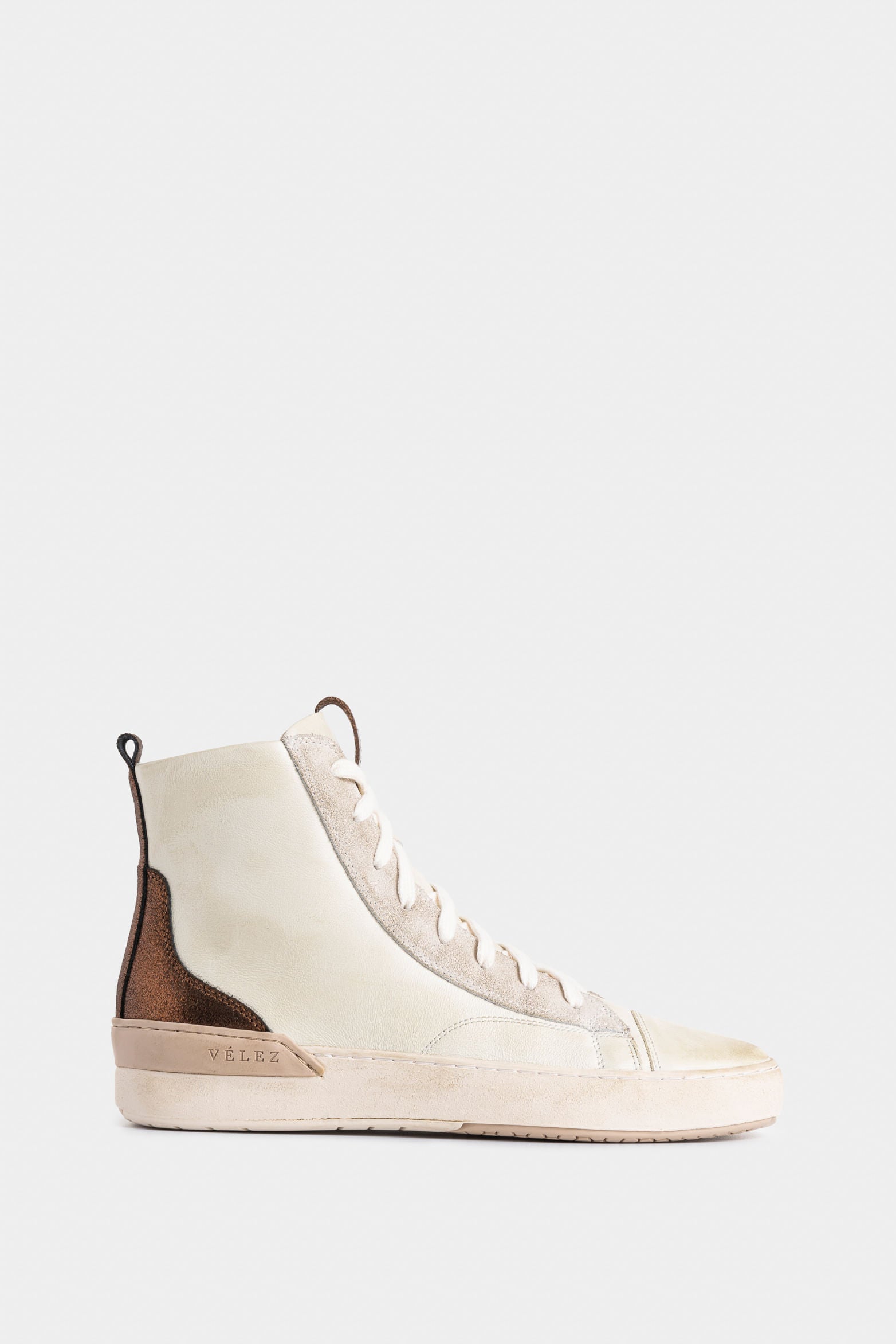 High-Top Leather Sneakers for Women with Foil Detail