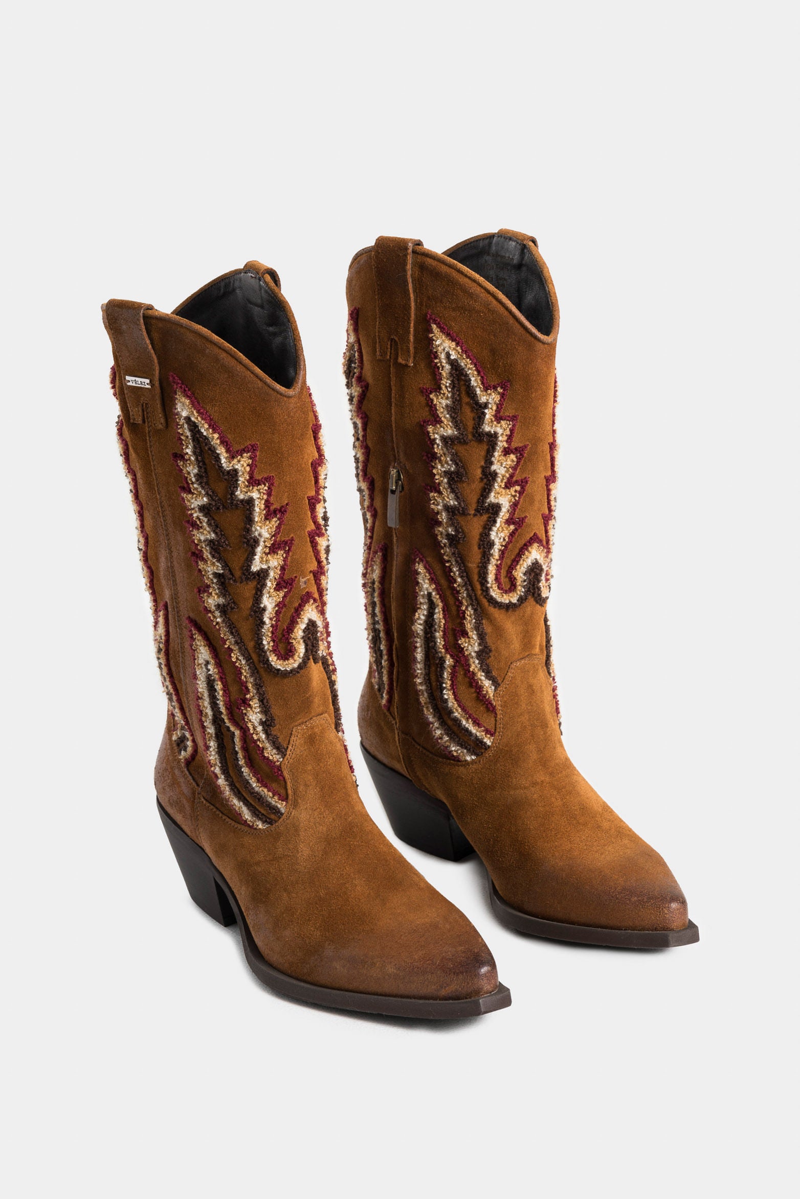Acuática Embroidered Shaft Leather Boots for Women