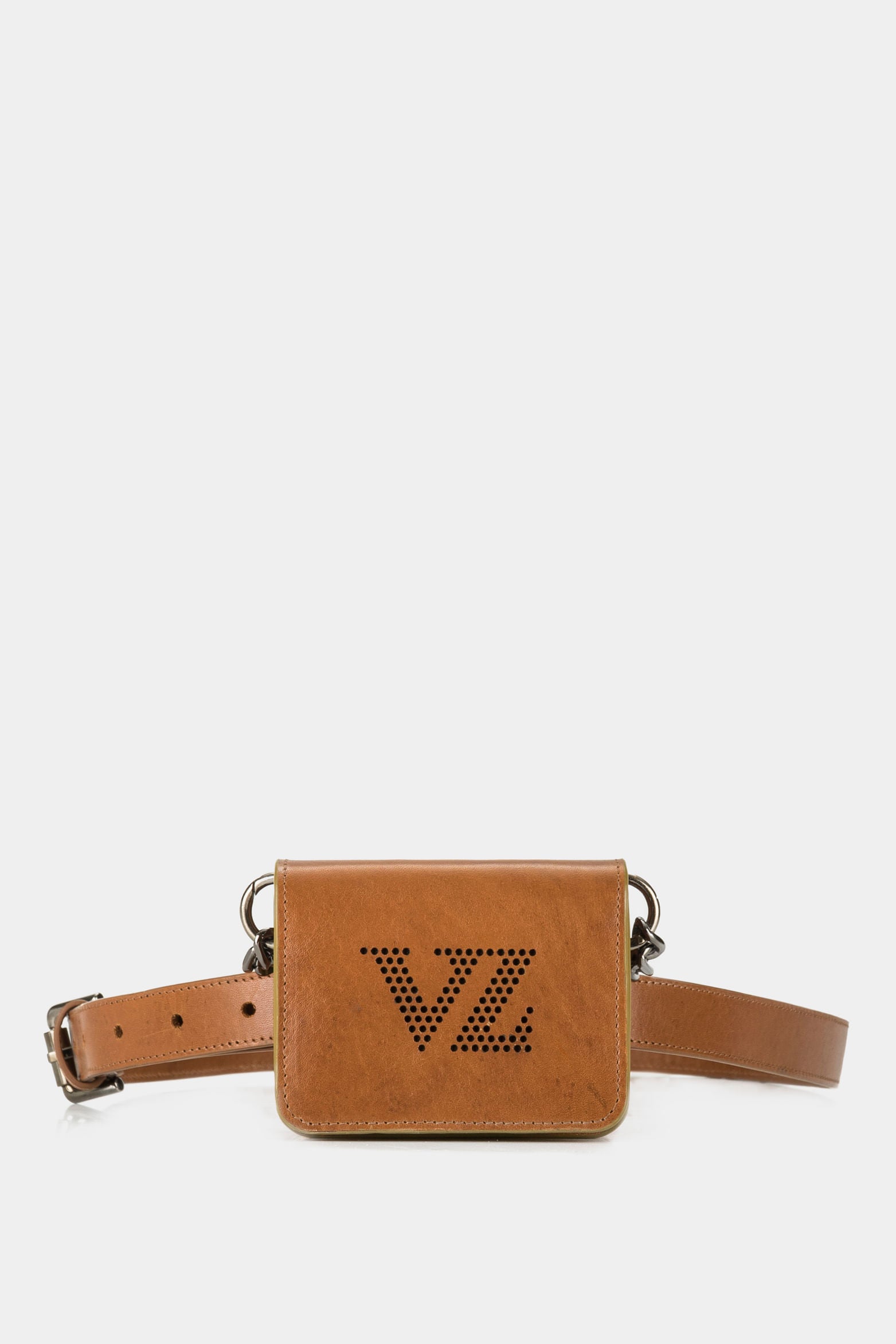 Women’s Topaz Leather Belt Handbags with Metal Chain Handle