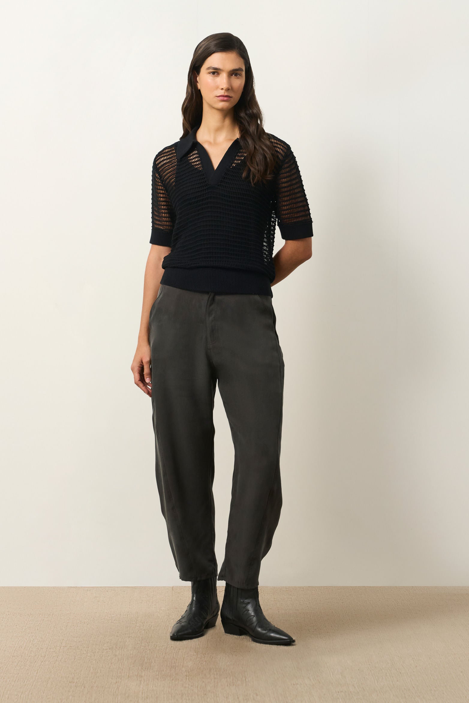 Loose-fit knit polo for women Lascar